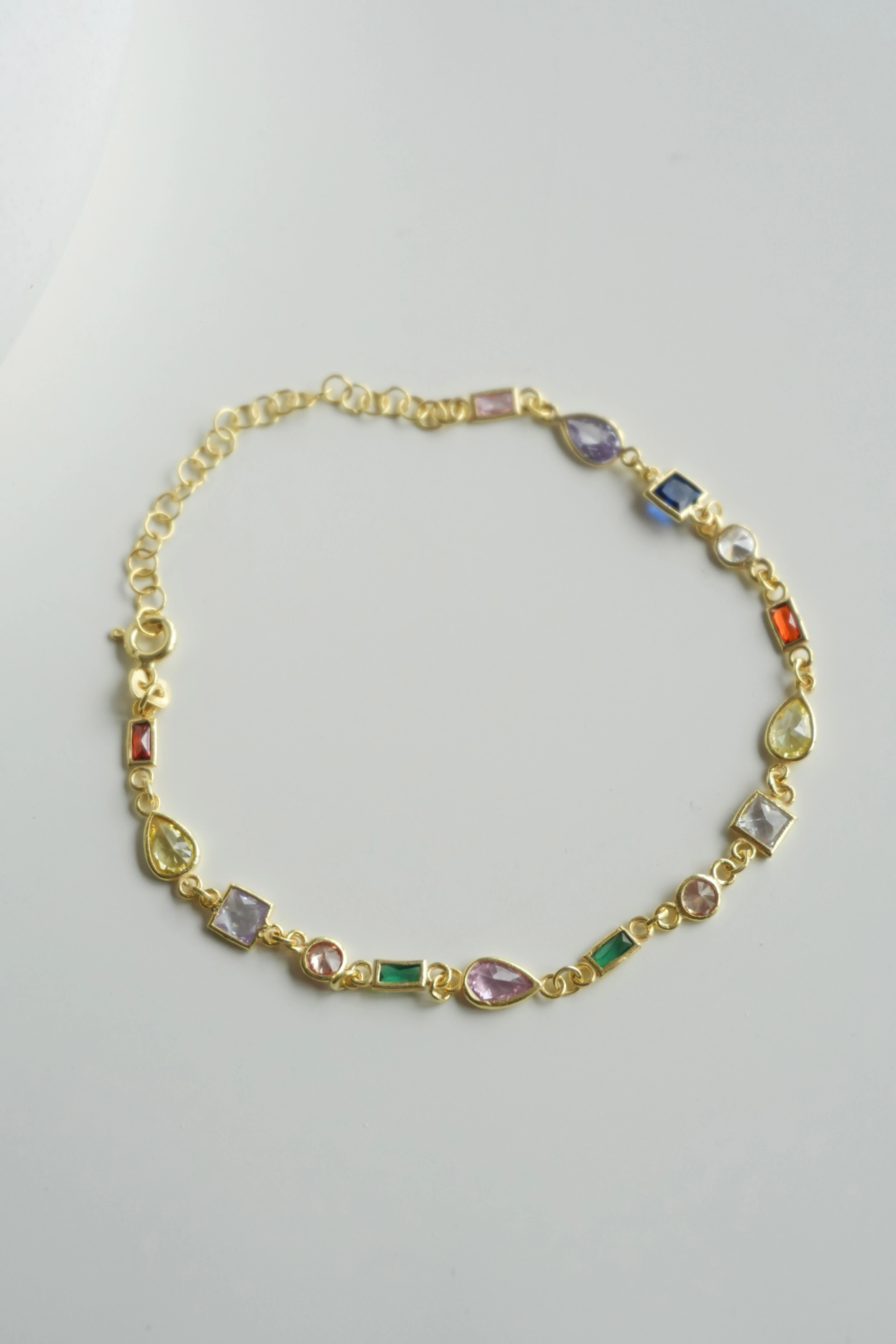  Asimetrik Taşlı Renkli Bileklik | 925 Ayar Gümüş