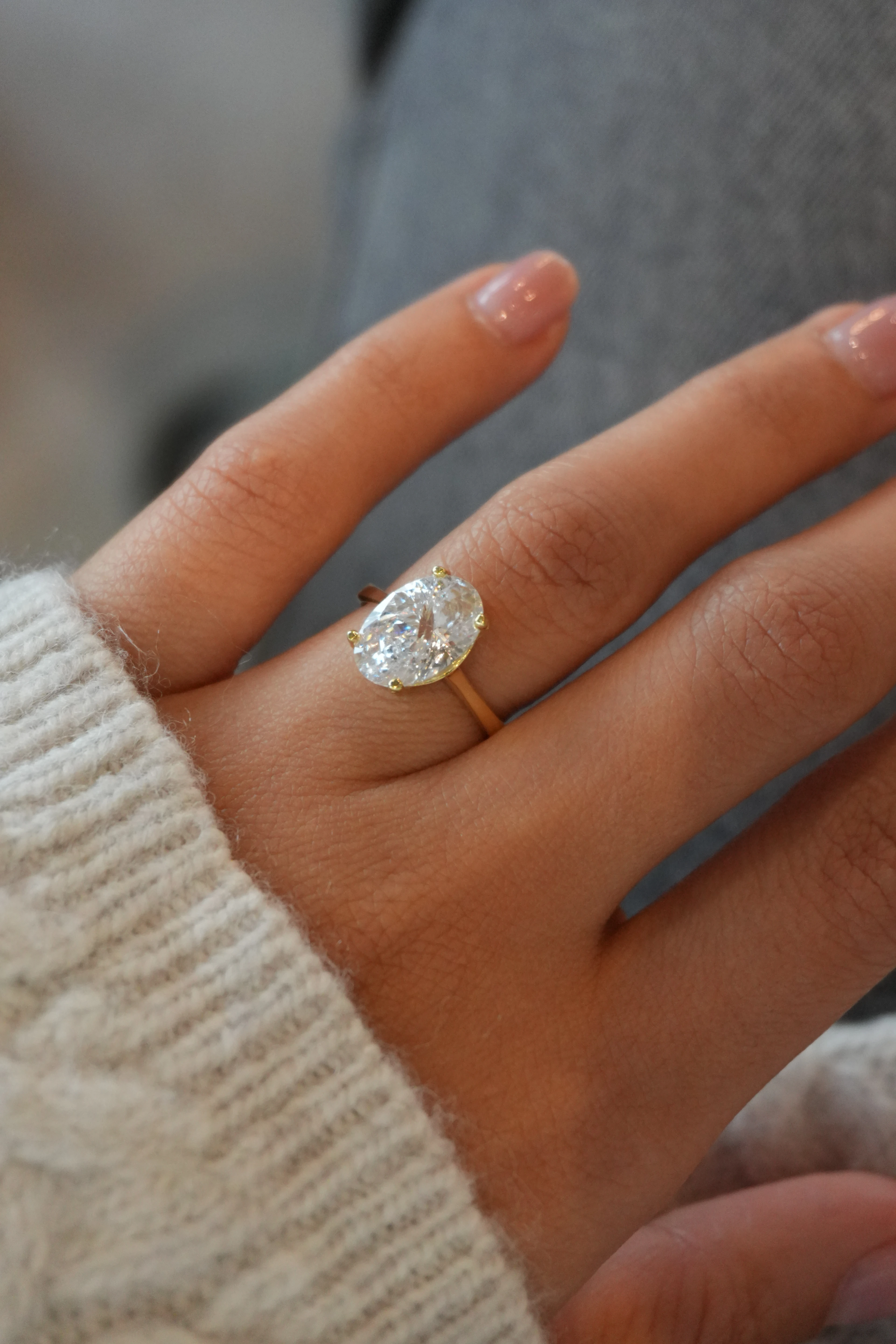 Cele Oval Tektaş Yüzük Ayarlanabilir | 925 Ayar Gümüş