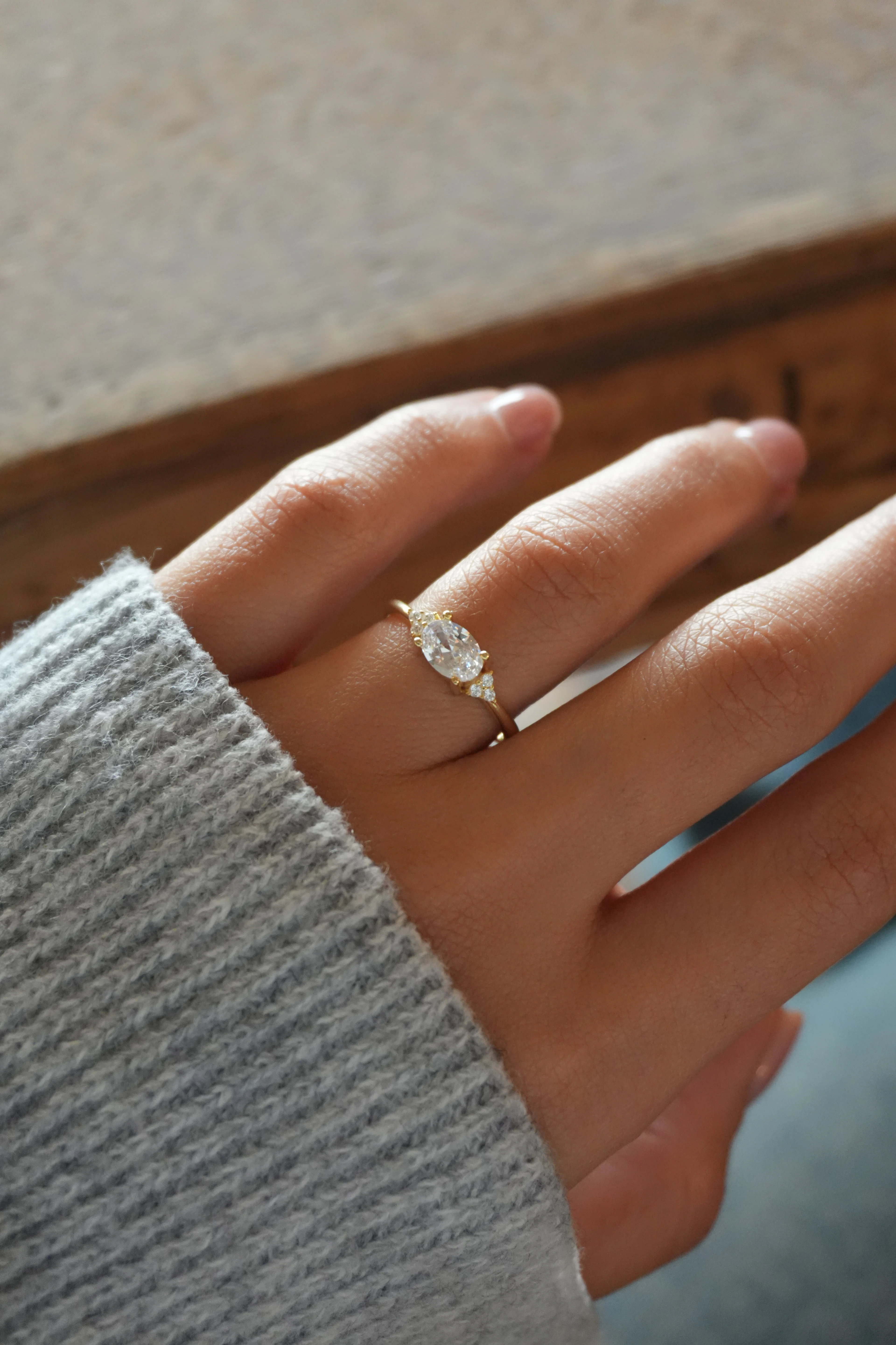 Helene Minik Taş Detaylı Tektaş Yüzük Ayarlanabilir | 925 Ayar Gümüş