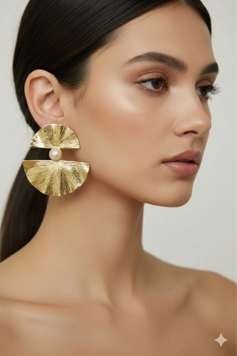 Yelpaze Gerçek İnci Küpe