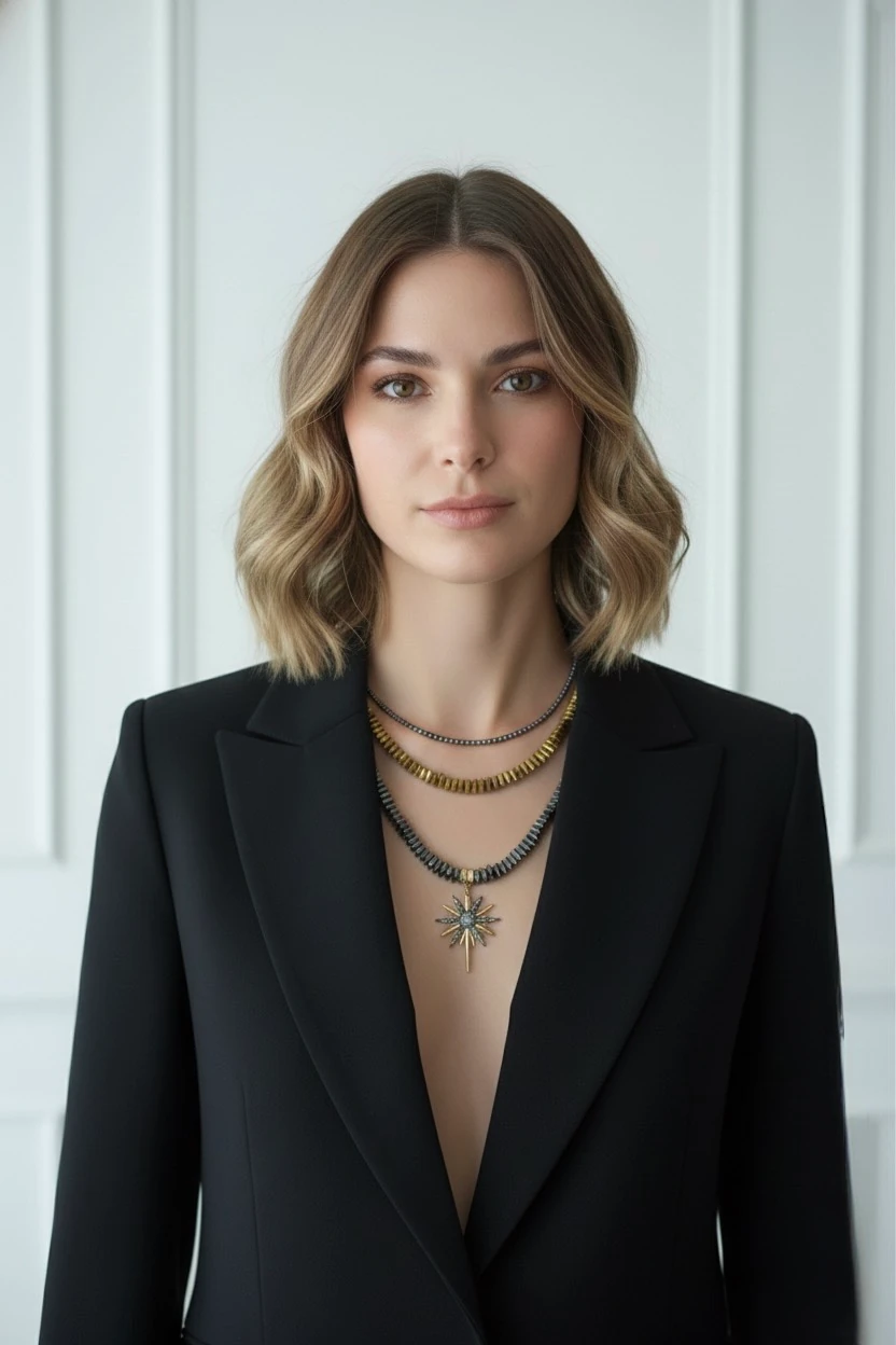 Hematit Steel Star Doğal Taş Kolye