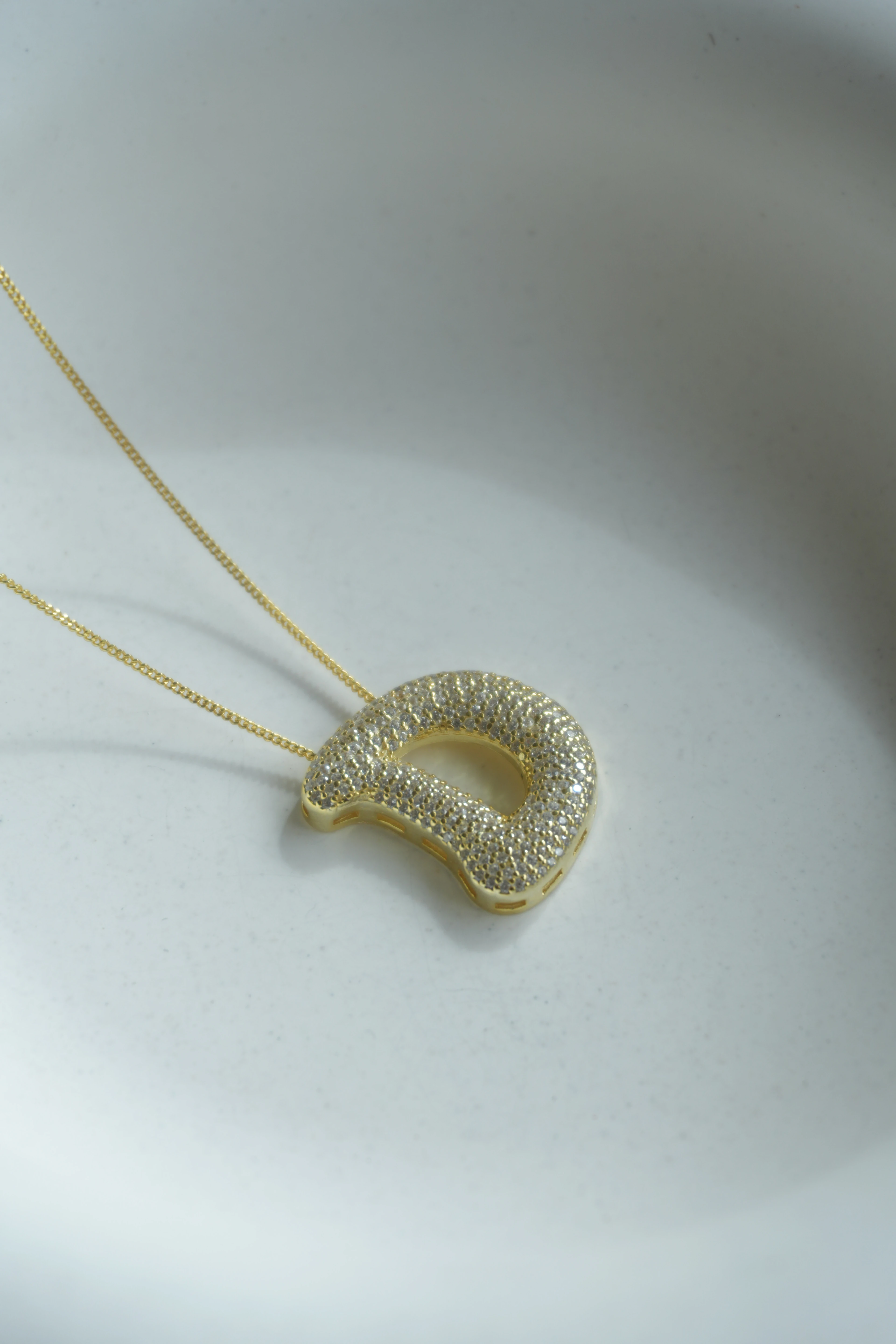 Büyük Boy Taşlı Balon Harf Kolye | 925 Ayar Gümüş