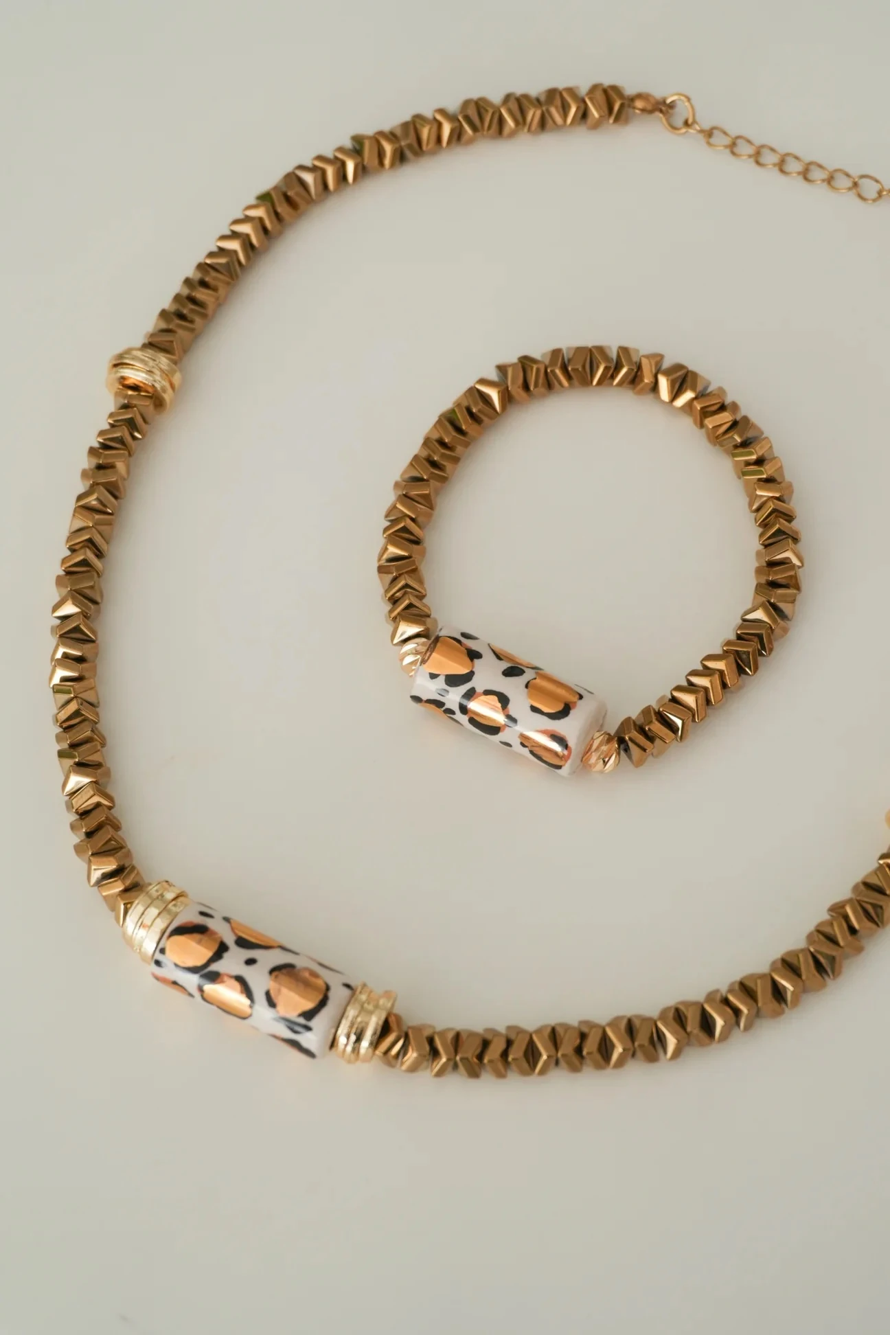 Savanna Hematit Doğal Taş Kolye Bileklik Set