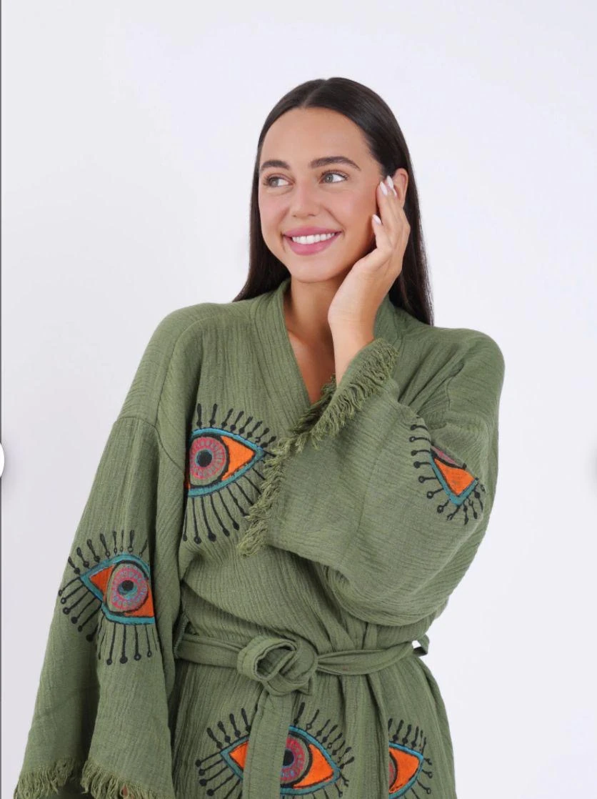 Yeşil Göz Serisi Müslin Kaftan