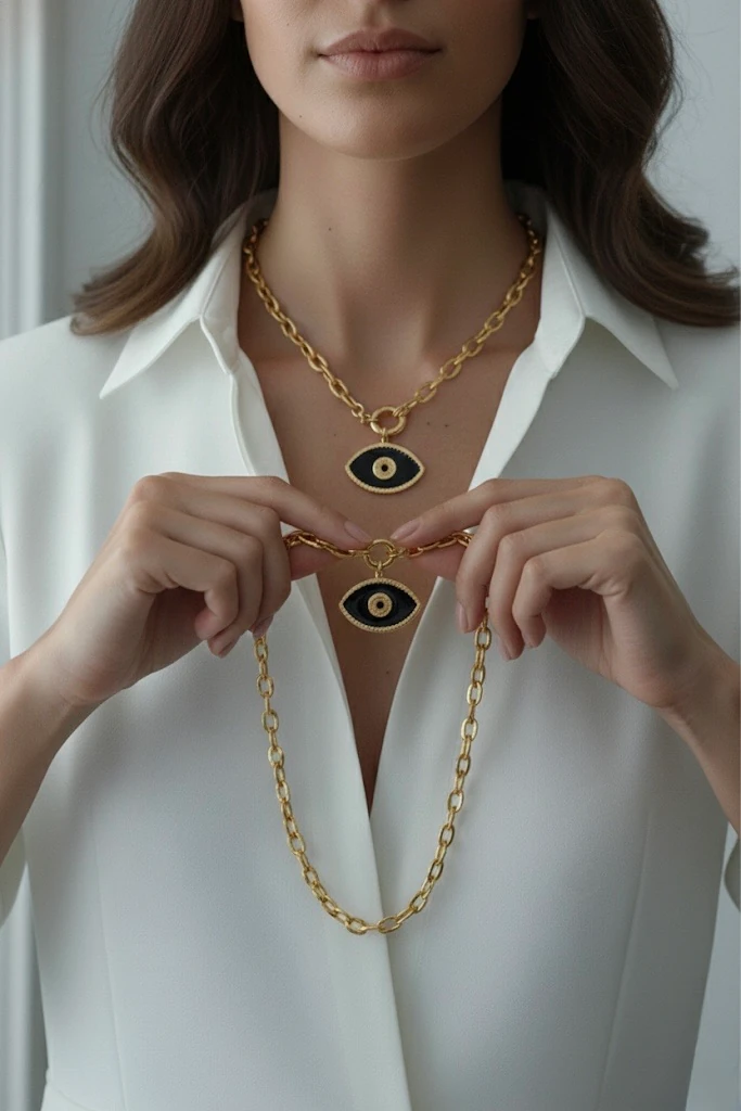 Obsidyen Doğal Taş Göz Kolye