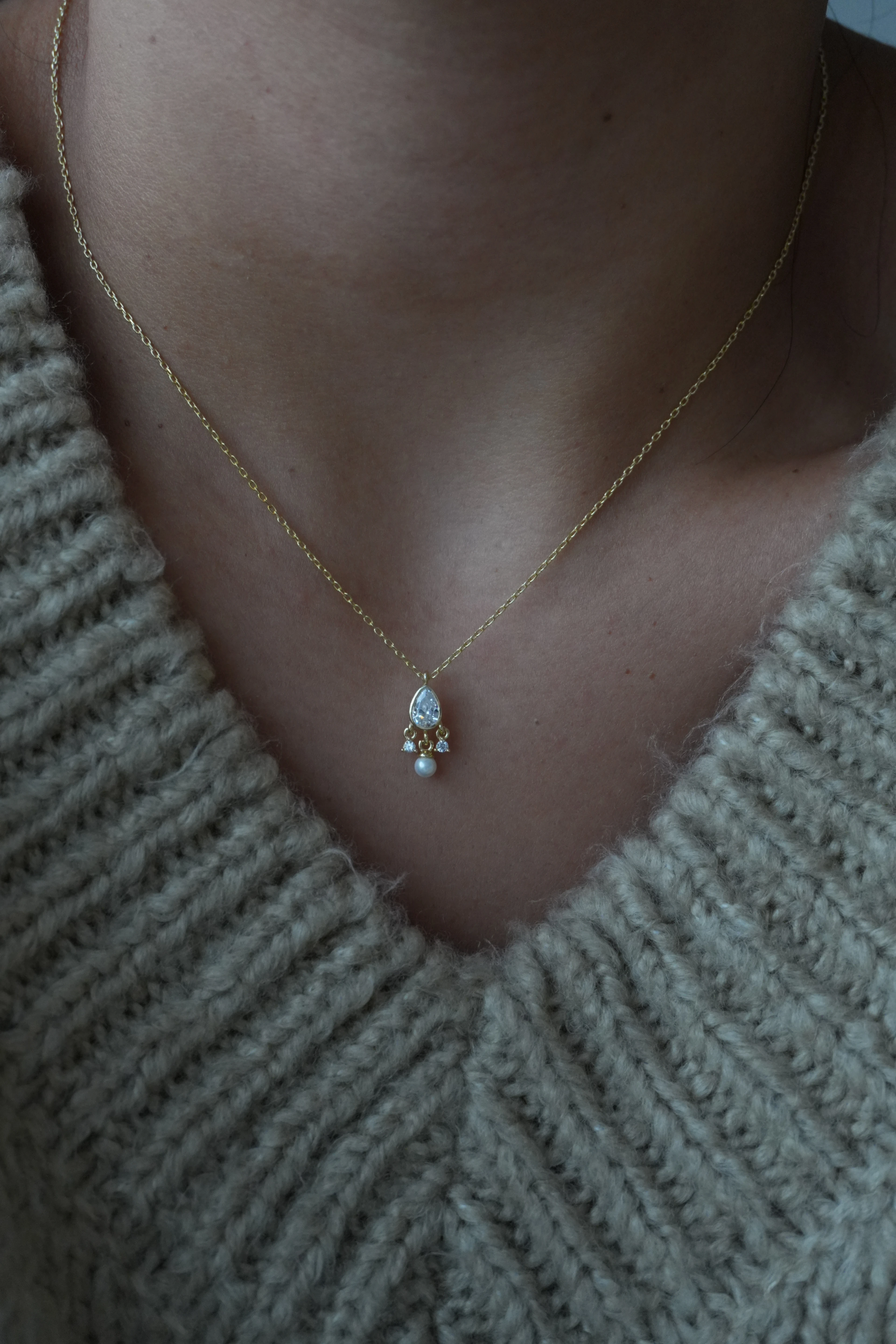 Muse Sallantılı Gerçek İncili Kolye | 925 Ayar Gümüş