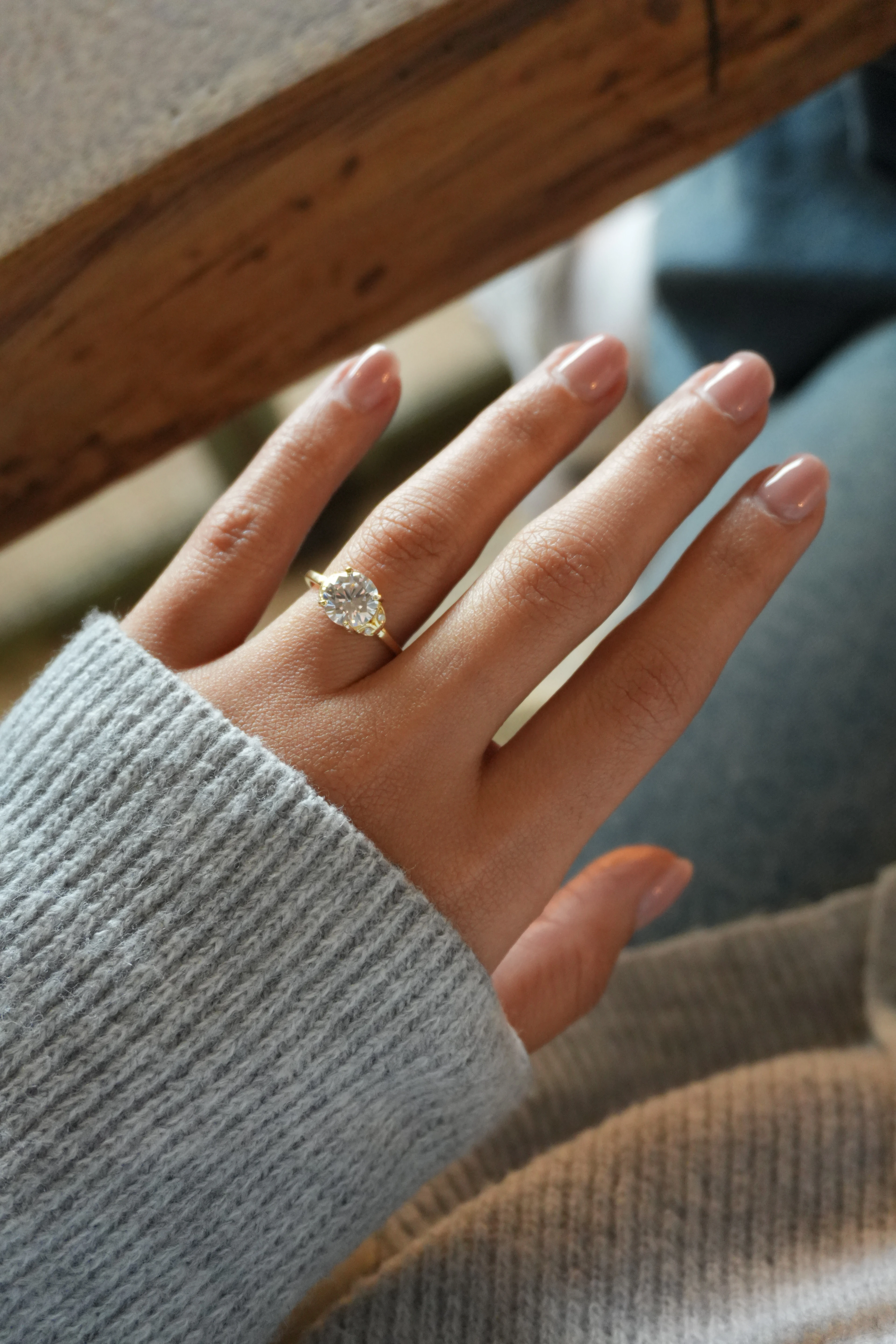 Lyne Mini Yaprak Detaylı Tektaş Yüzük Ayarlanabilir | 925 Ayar Gümüş