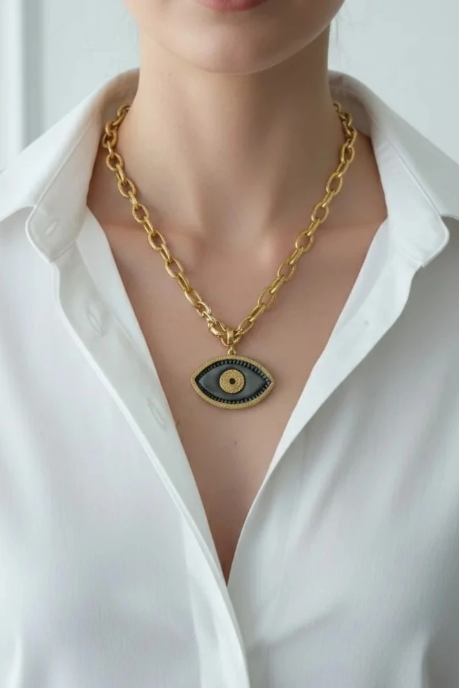 Oval Chain Göz Kolye