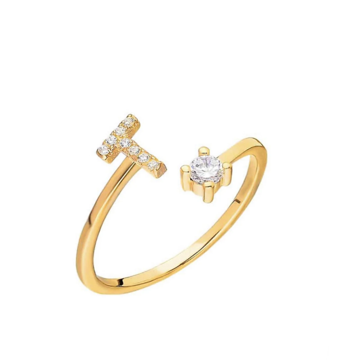 Minik Taşlı Sarmal Harf Yüzük | 925 Ayar Gümüş