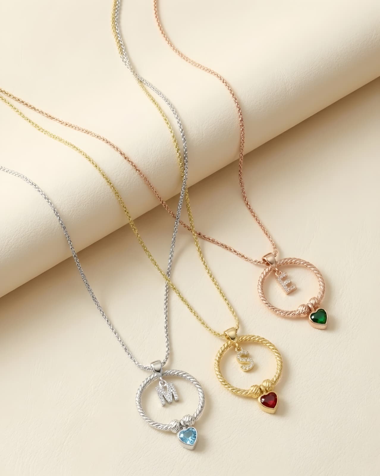 Halka Harf Kalp Taşlı Kolye | 925 Ayar Gümüş