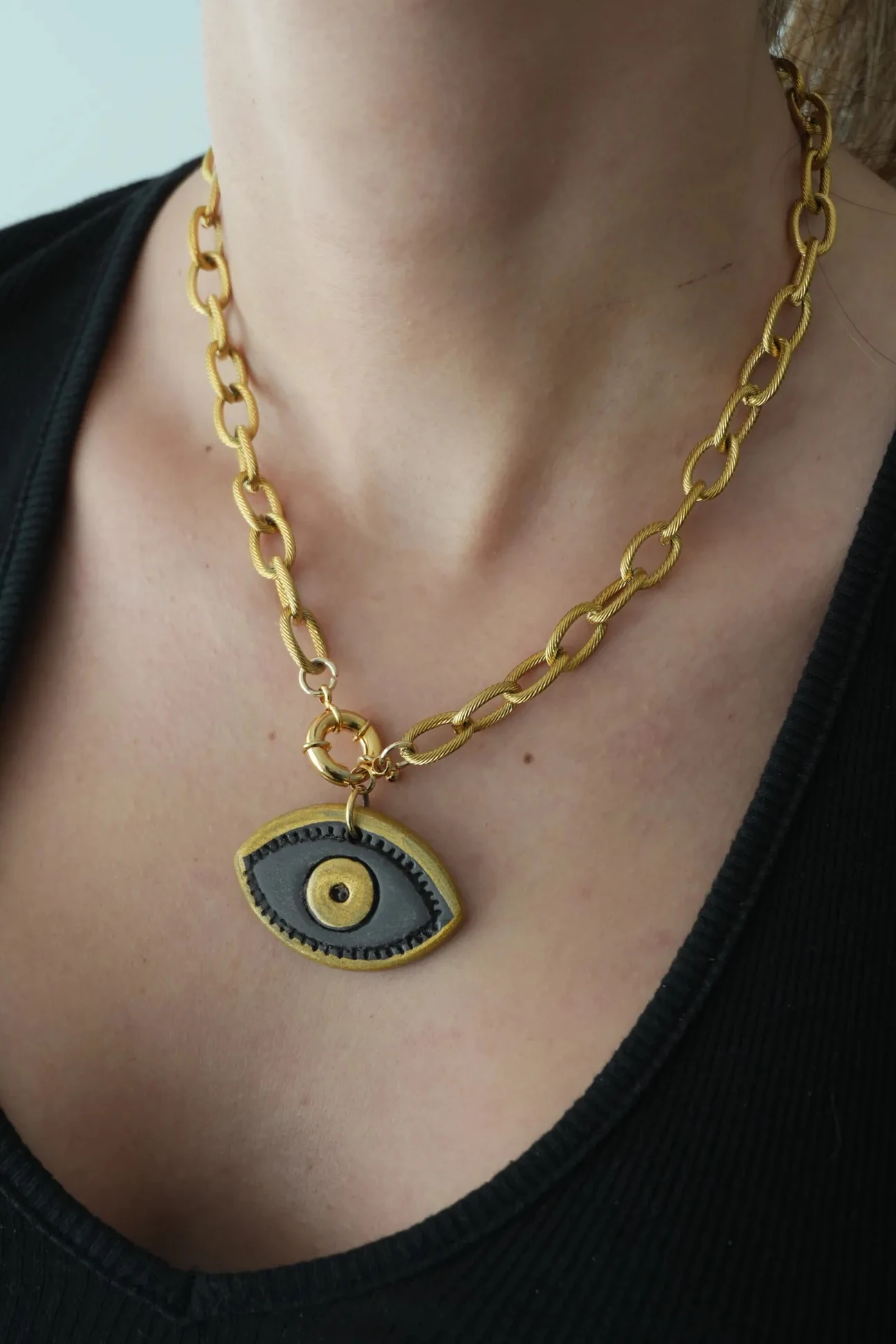 Obsidyen Doğal Taş Göz Kolye