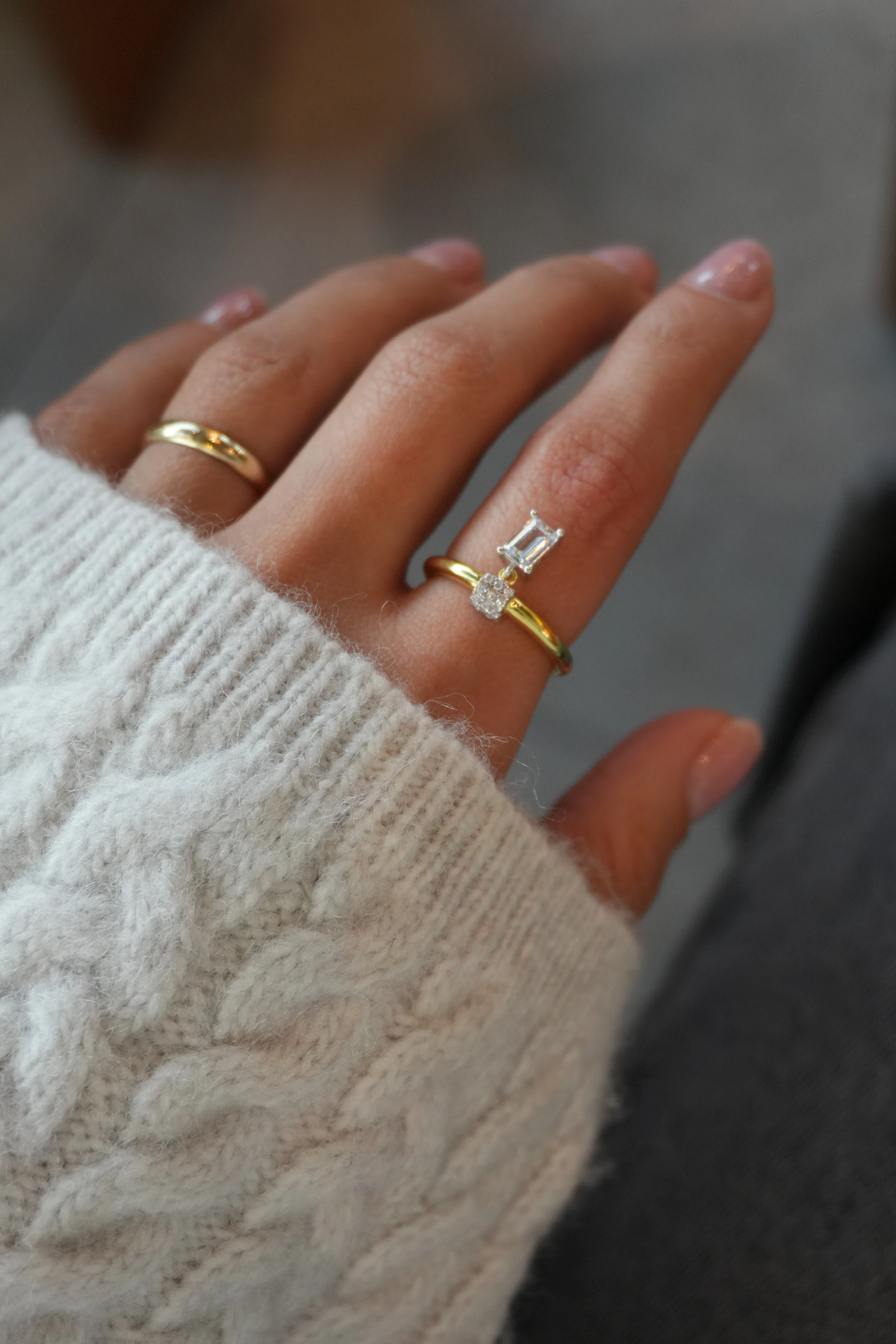 Shine Sarkıntılı Tekli Kare Taşlı Yüzük No:1 | 925 Ayar Gümüş