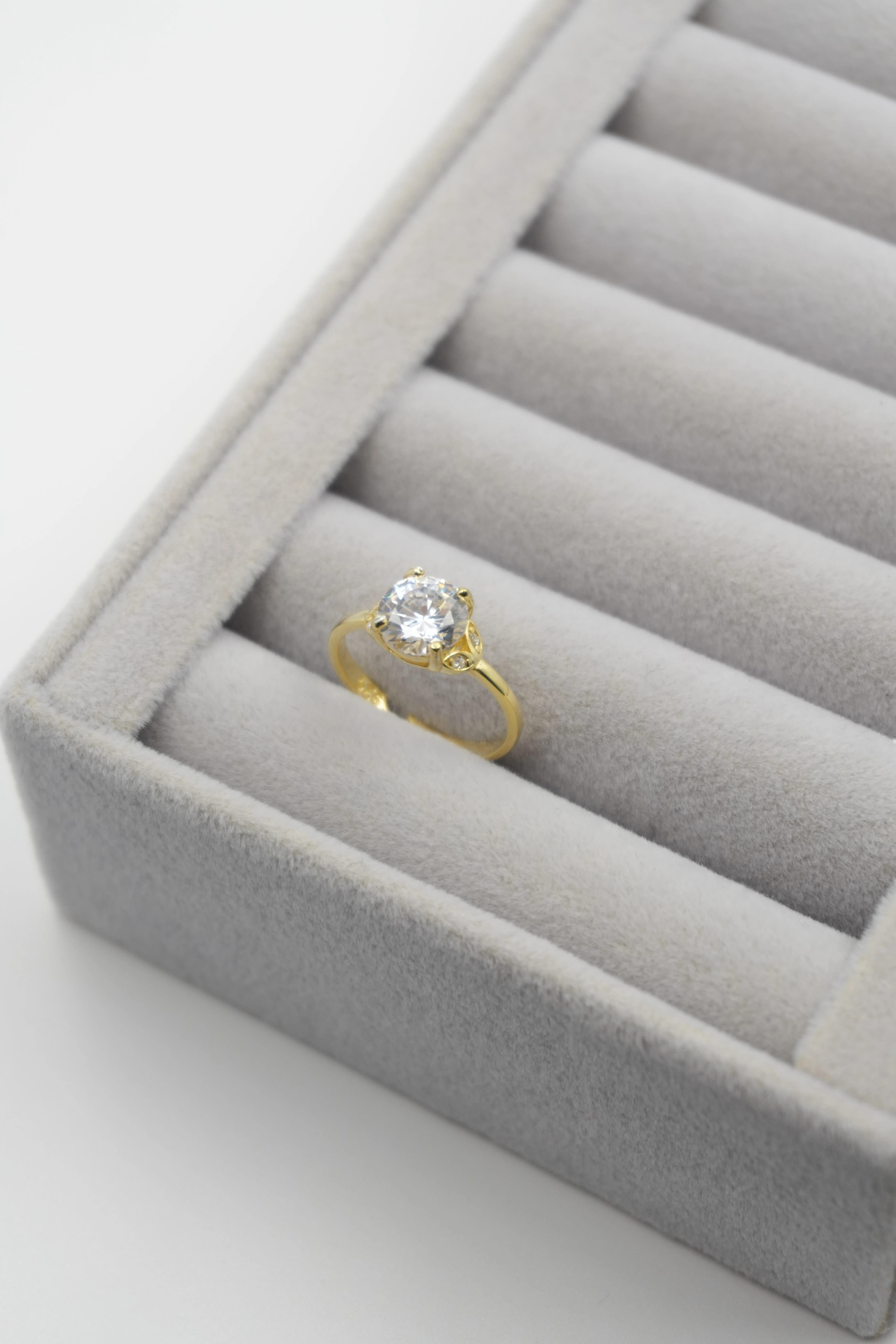 Lyne Mini Yaprak Detaylı Tektaş Yüzük Ayarlanabilir | 925 Ayar Gümüş