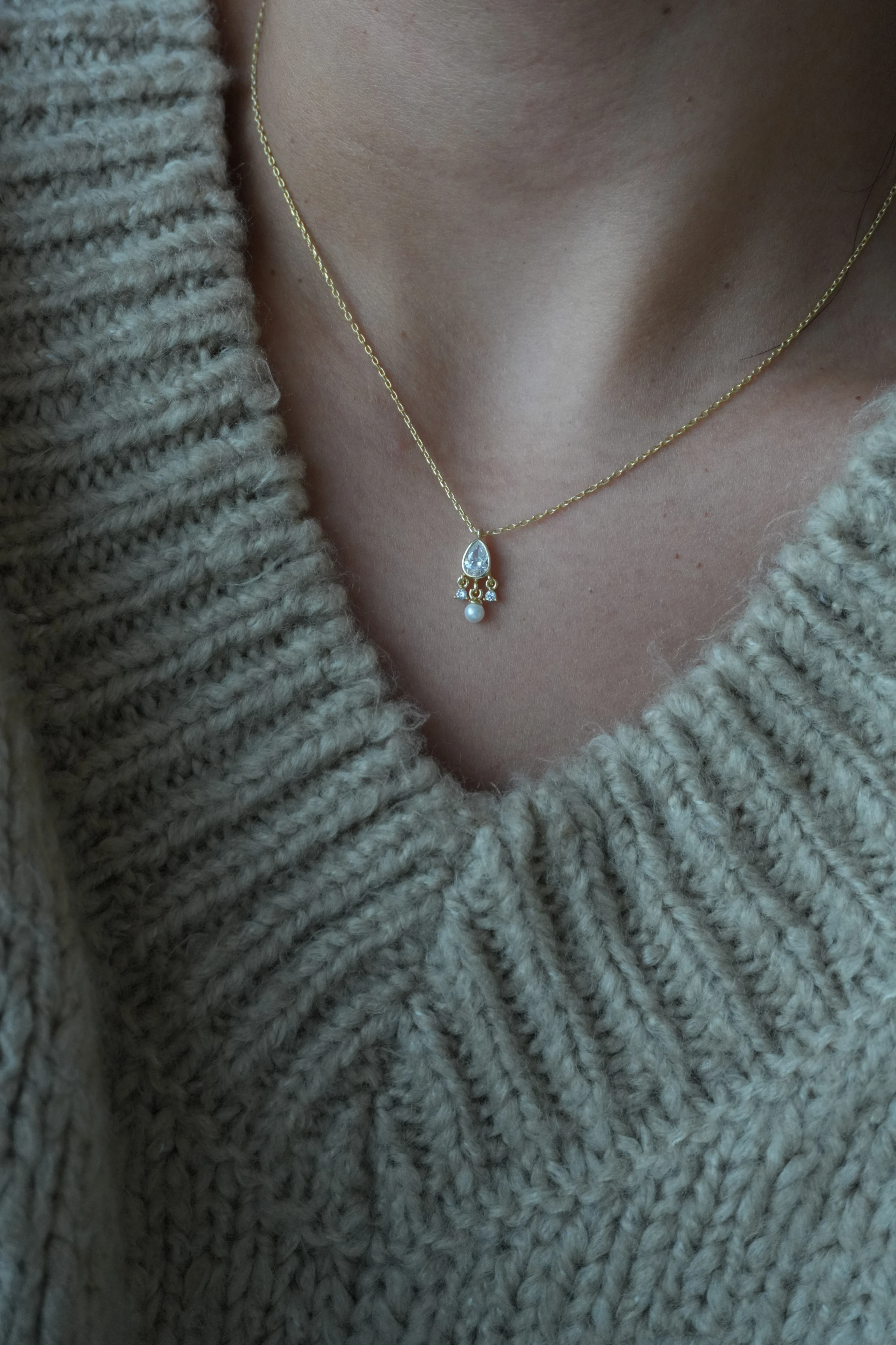 Muse Sallantılı Gerçek İncili Kolye | 925 Ayar Gümüş