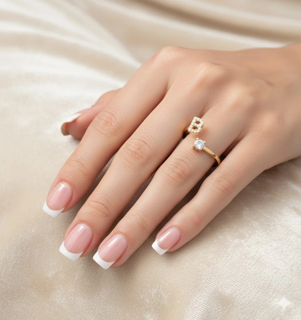 Minik Taşlı Sarmal Harf Yüzük | 925 Ayar Gümüş