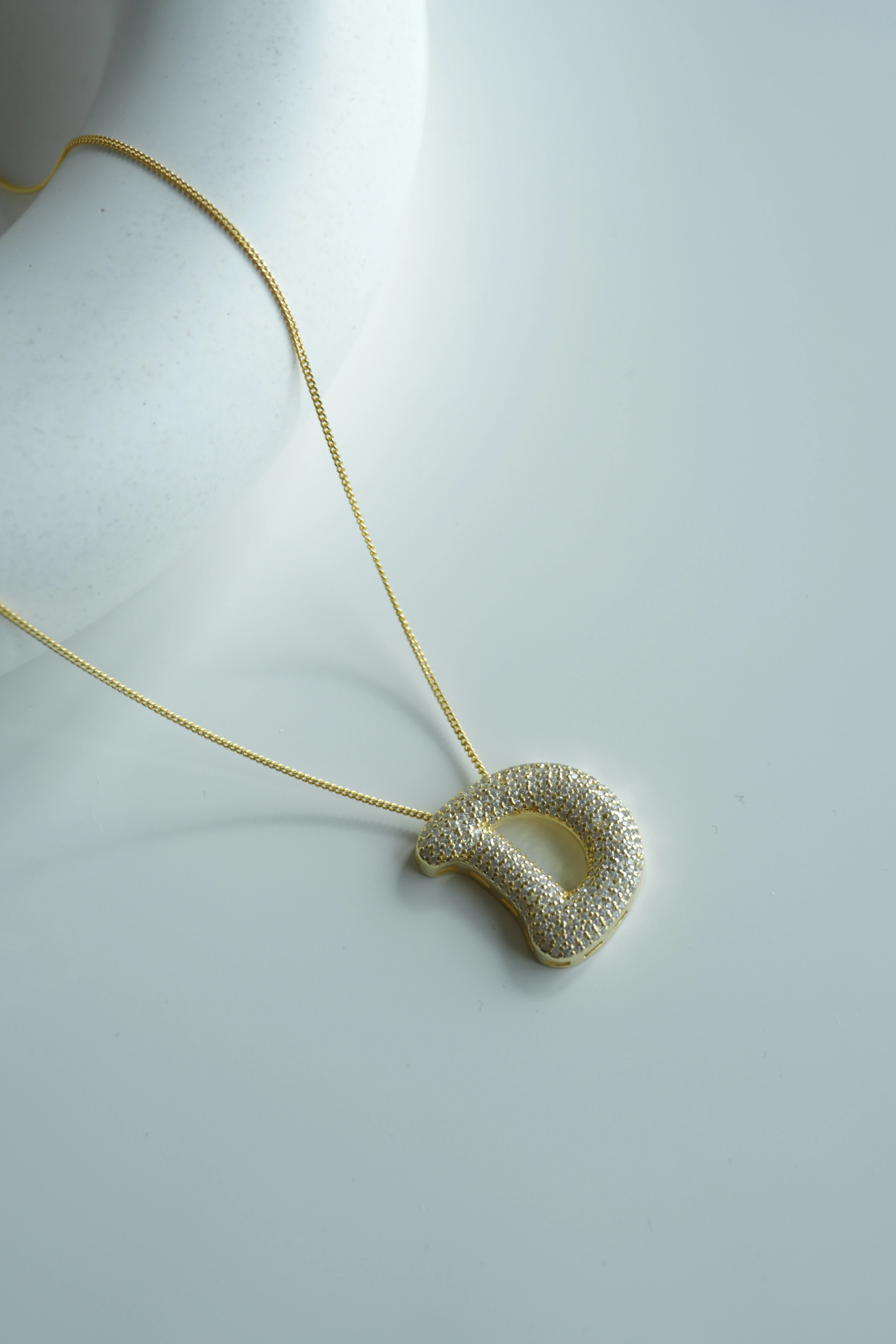 Büyük Boy Taşlı Balon Harf Kolye | 925 Ayar Gümüş