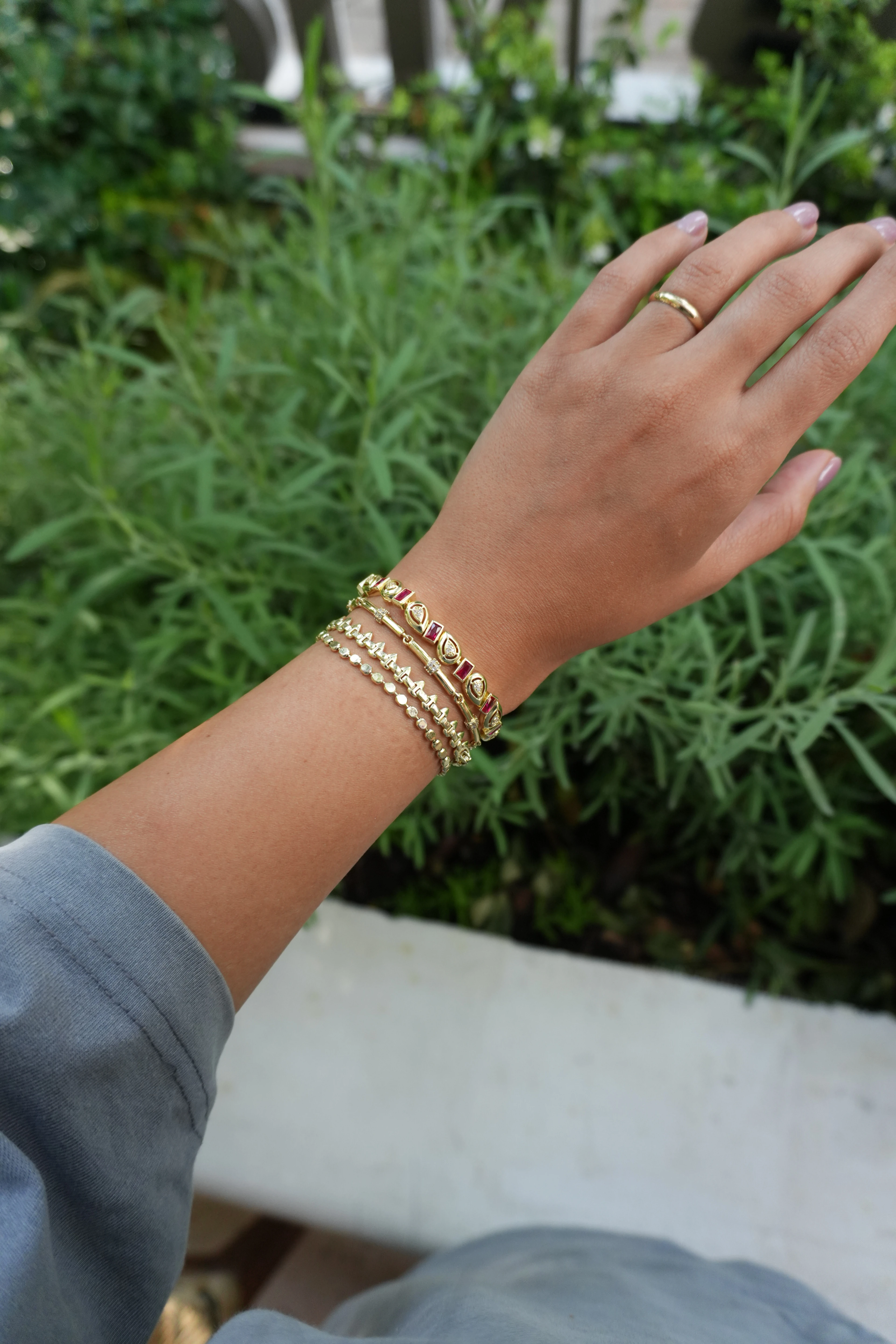 Damla Pembe Taşlı Baget Bileklik | VIP