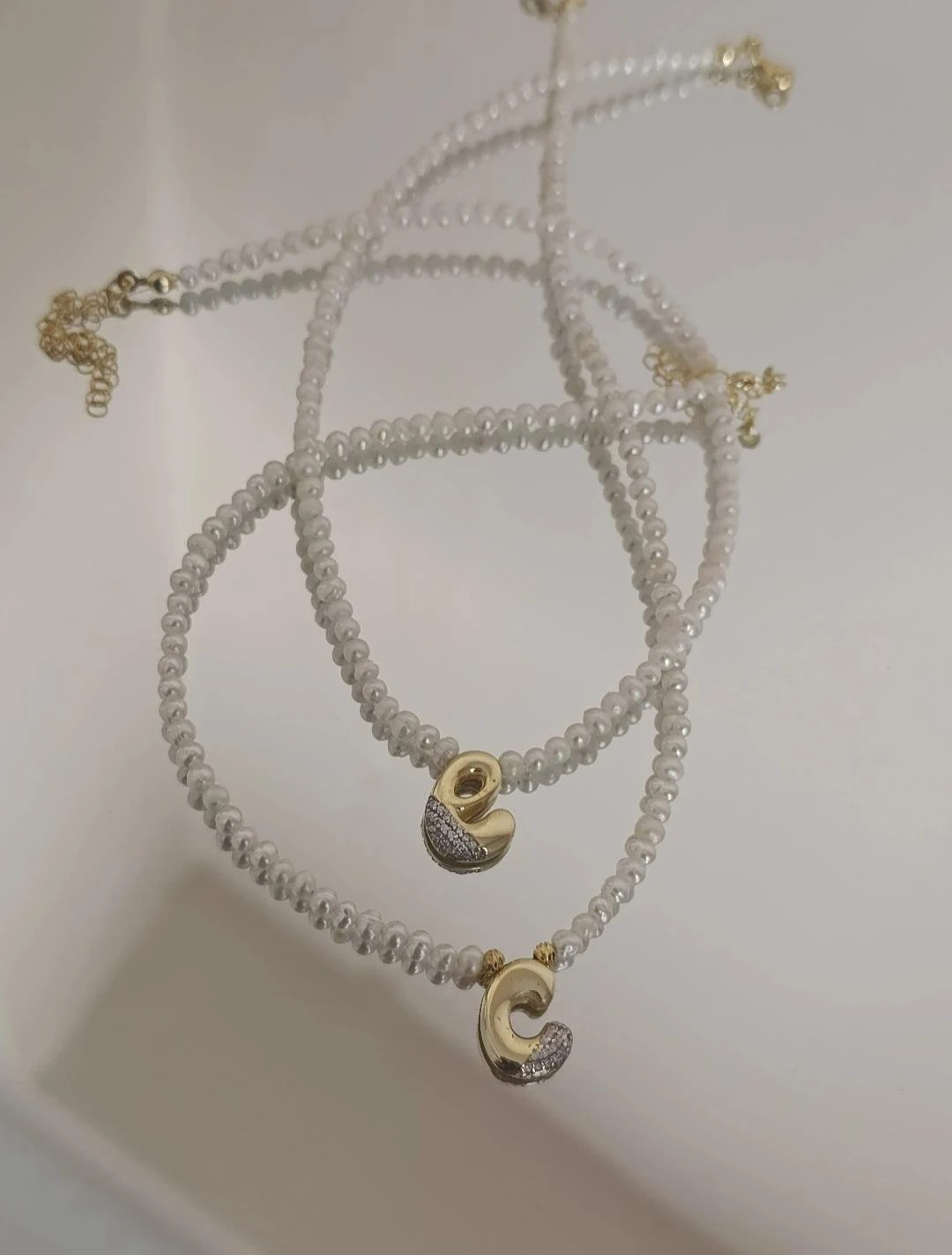 Gerçek İncili Harf Kolye | 925 Ayar Gümüş