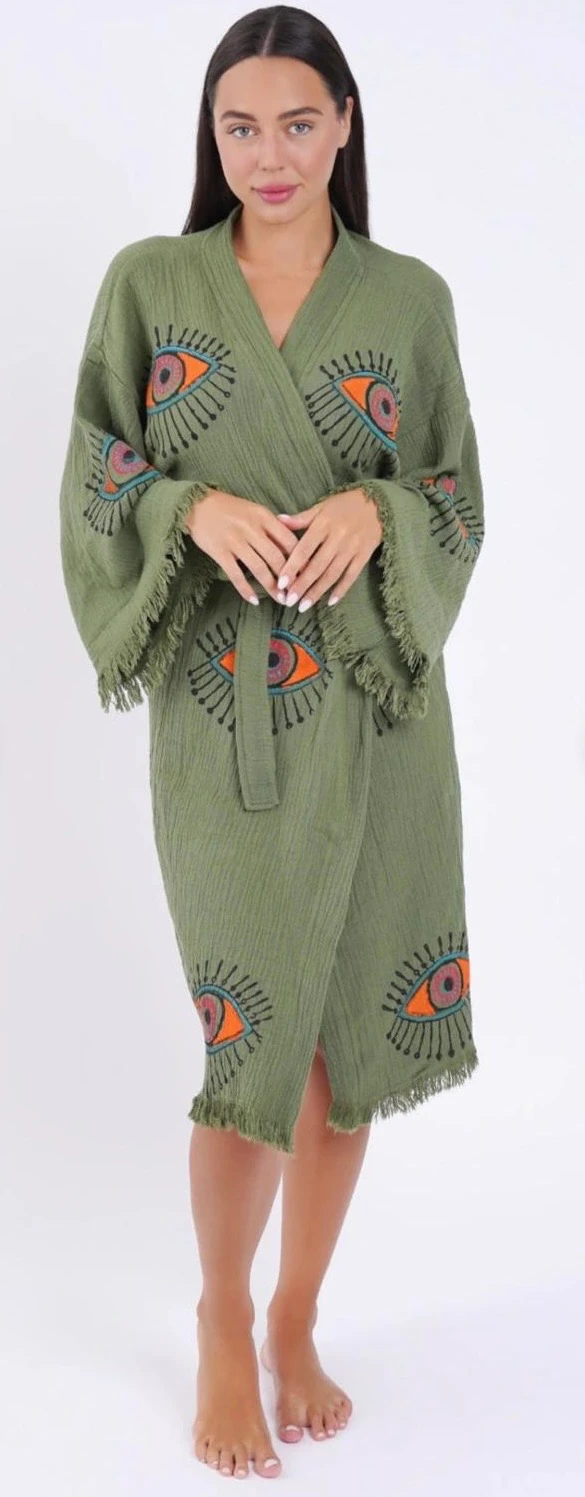 Yeşil Göz Serisi Müslin Kaftan