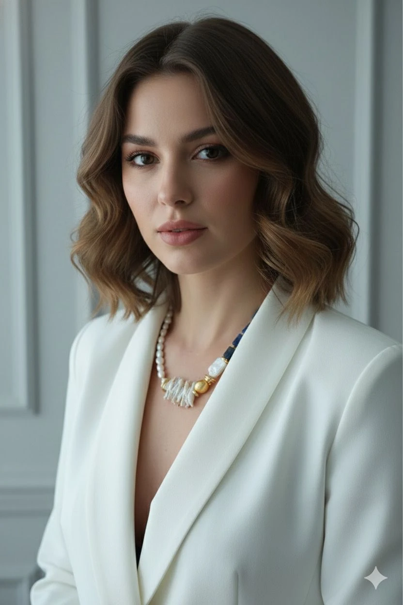 Lapis Lazuli Doğal Taş İnci Kolye 