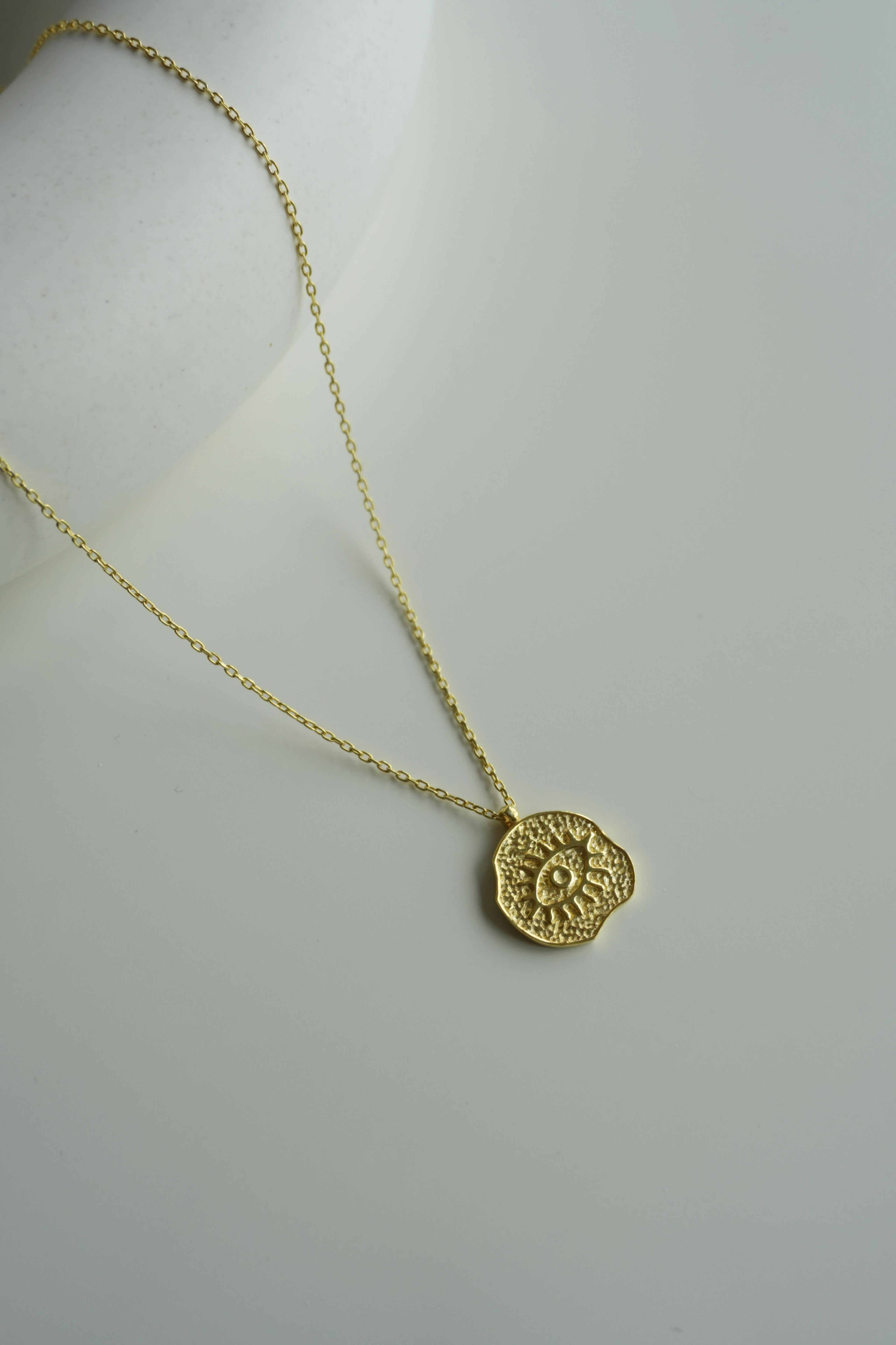 Elyapımı Mini Plaka Göz Kolye | 925 Ayar Gümüş