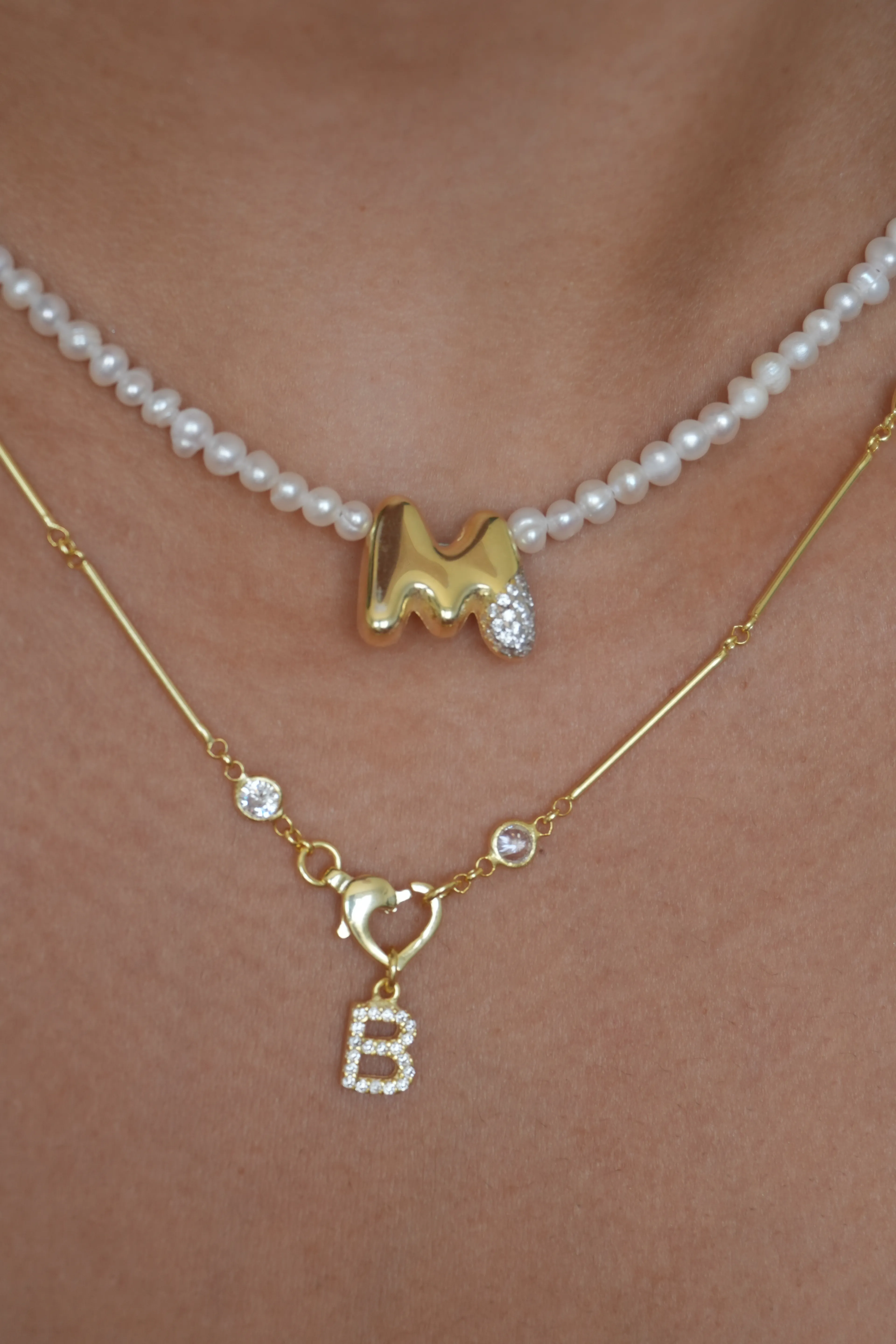 Gerçek İncili Harf Kolye | 925 Ayar Gümüş