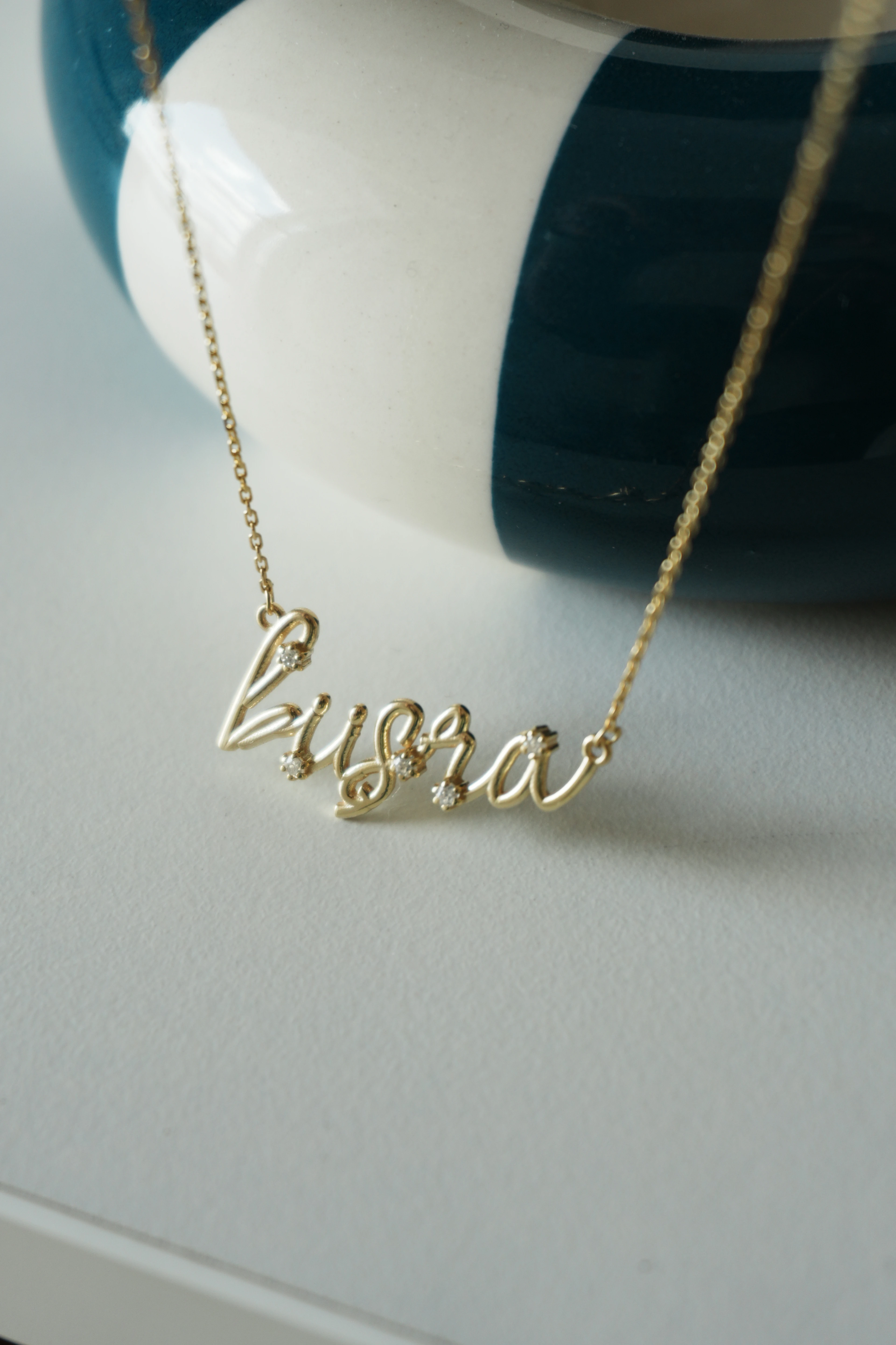 Yıldız Taş Detaylı Elyazı İsim Kolye | 925 Ayar Gümüş