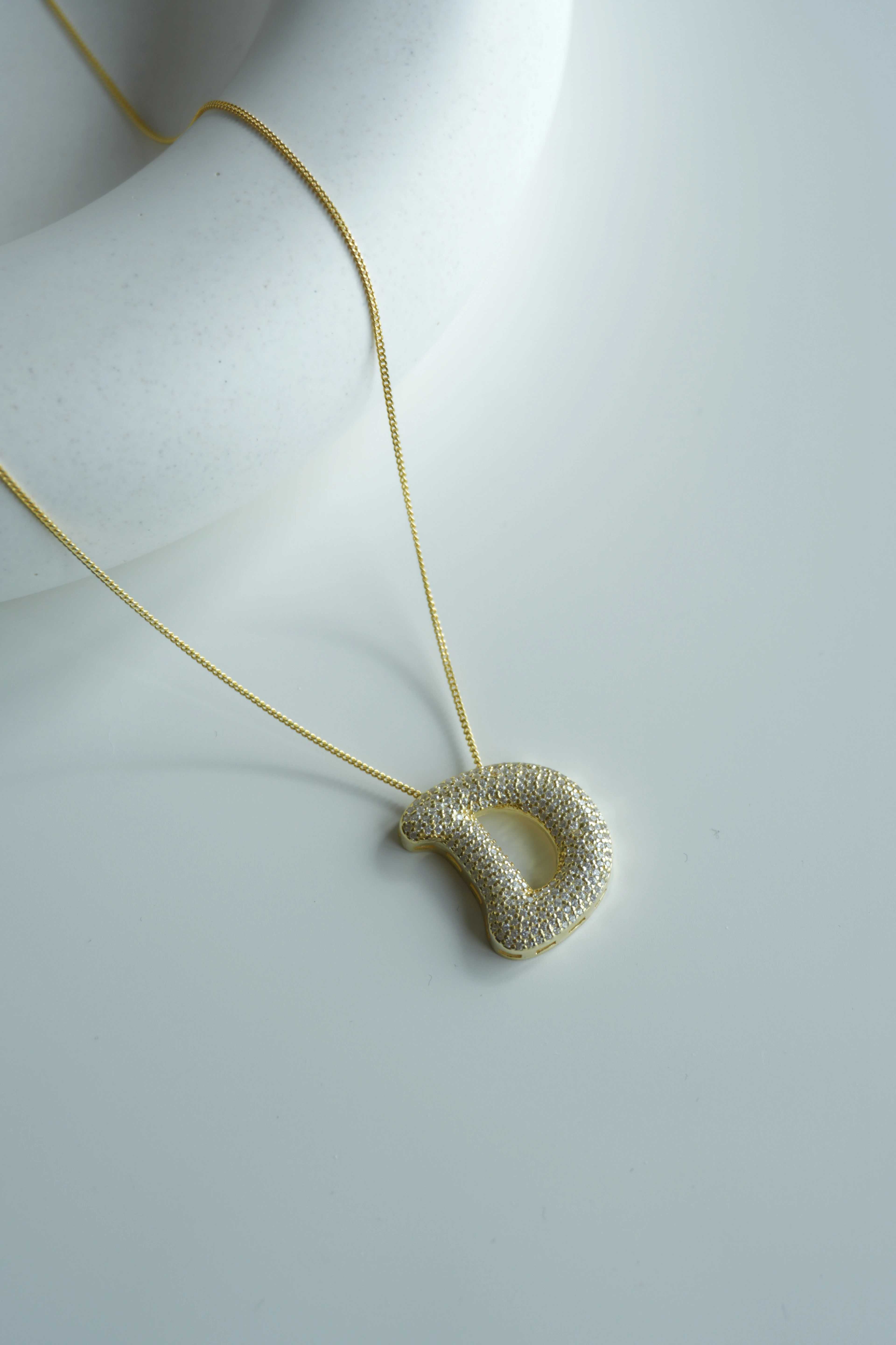 Büyük Boy Taşlı Balon Harf Kolye | 925 Ayar Gümüş