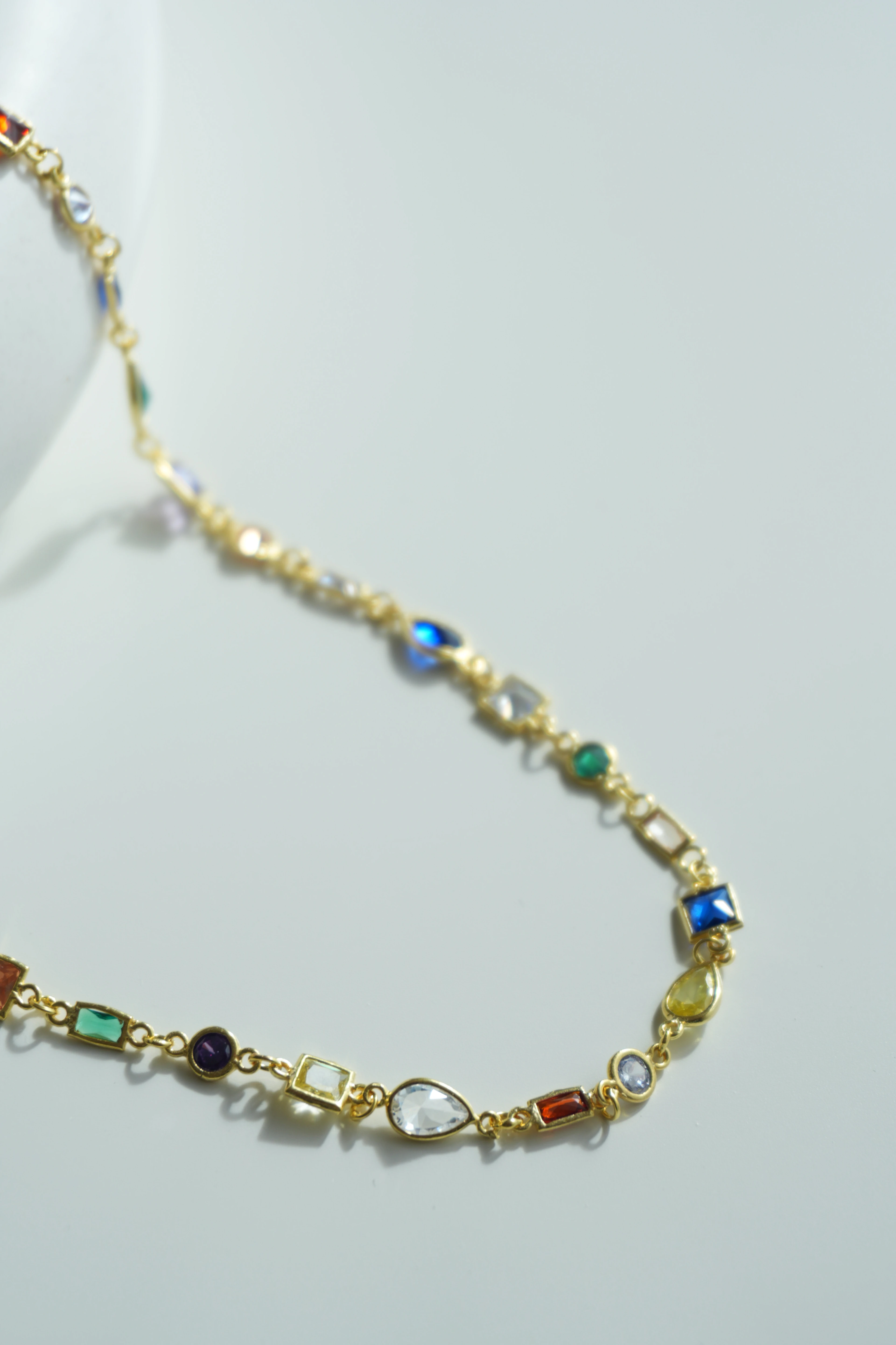 Renkli Asimetrik Taşlı Kolye | 925 Ayar Gümüş