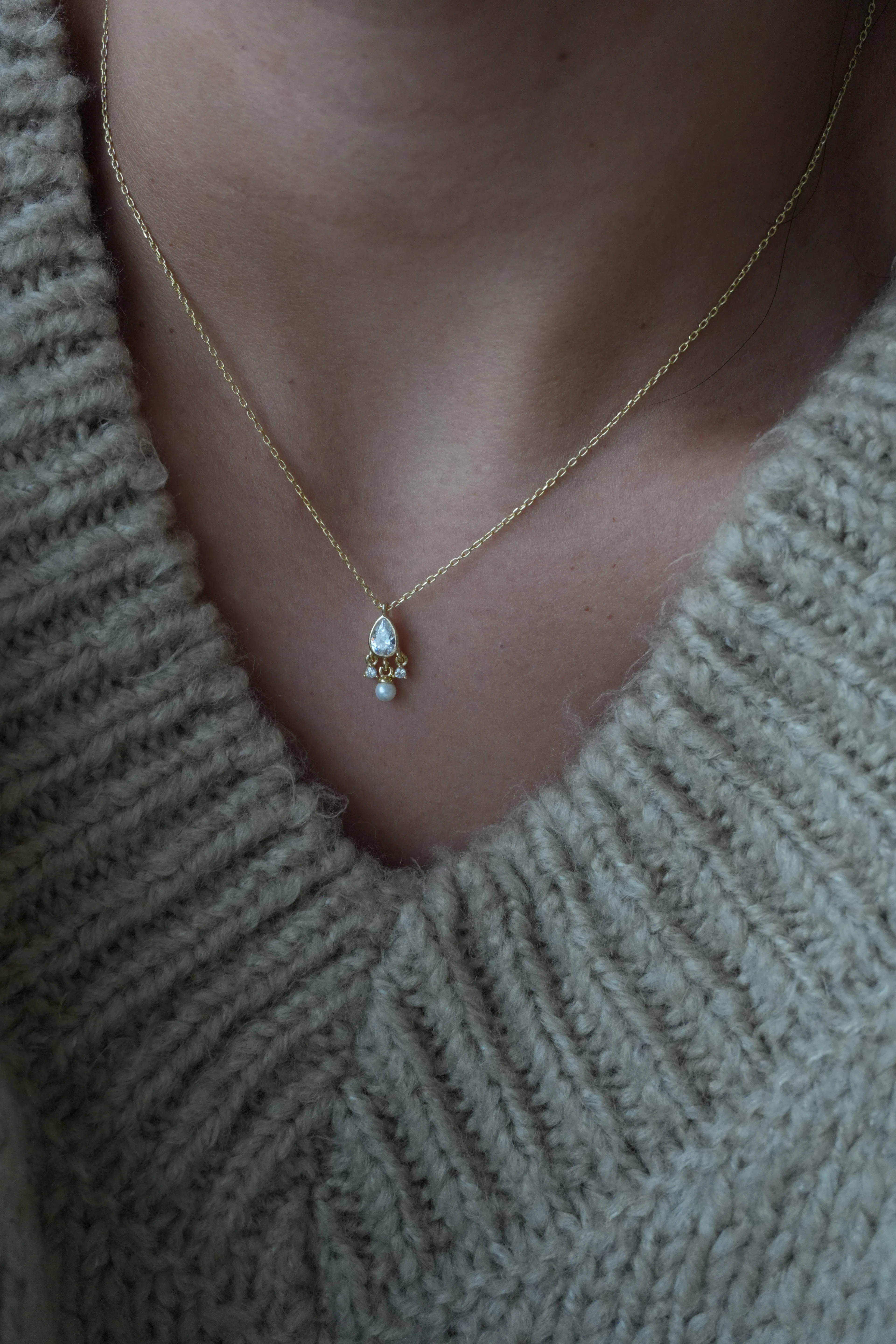 Muse Sallantılı Gerçek İncili Kolye | 925 Ayar Gümüş