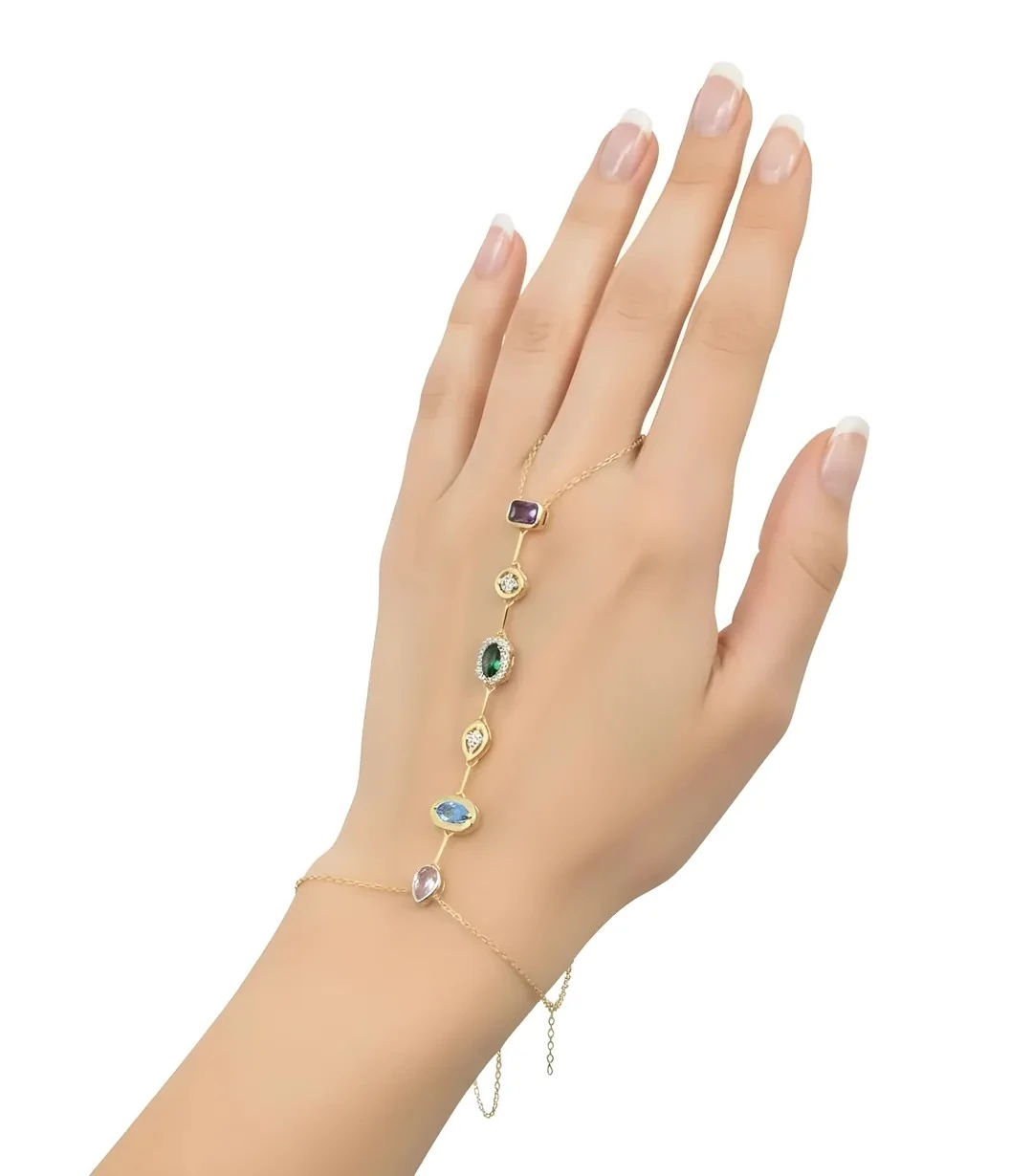 925 Ayar Gümüş Renkli Taşlı Şahmeran – Altın Sarısı Zincirli