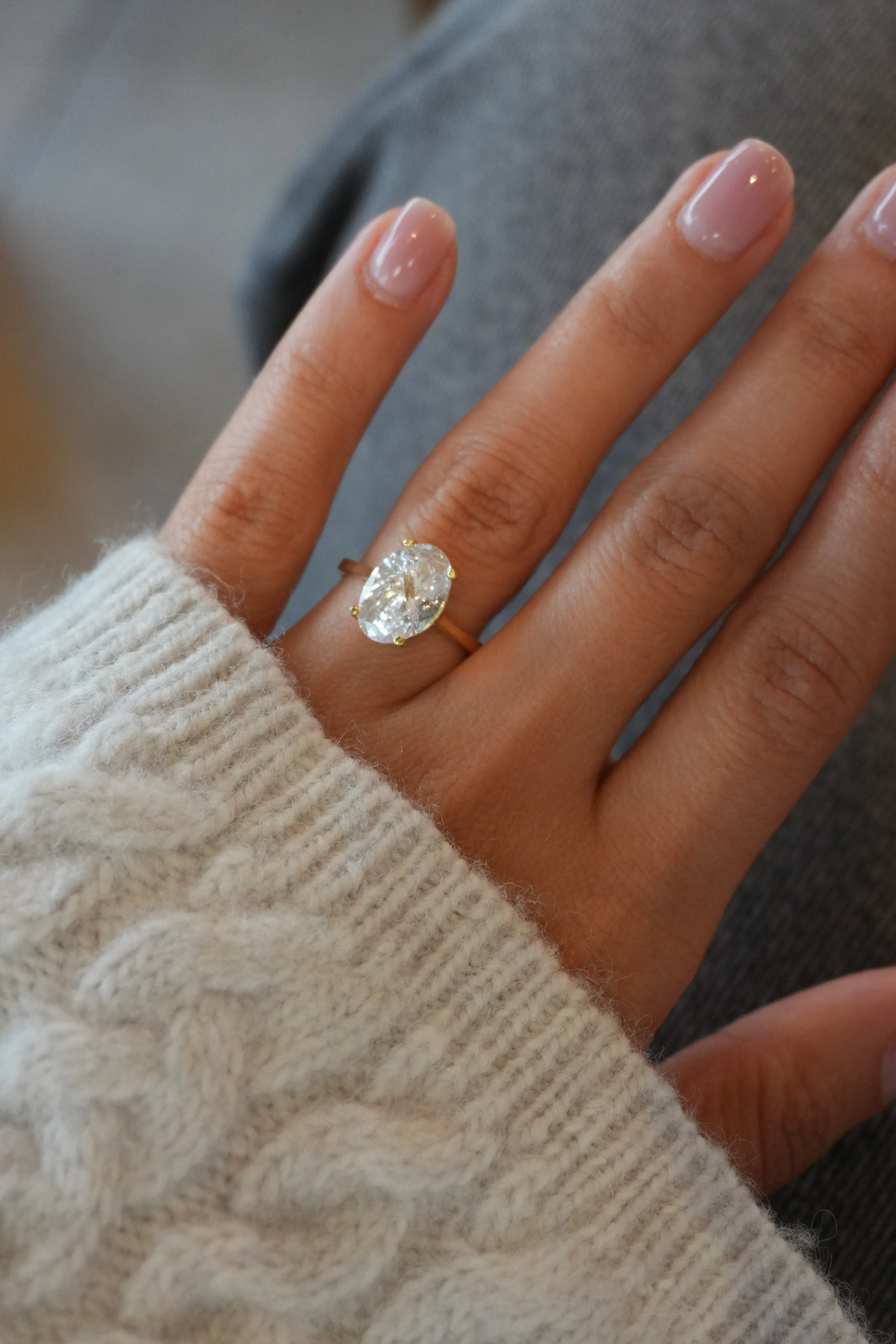 Cele Oval Tektaş Yüzük Ayarlanabilir | 925 Ayar Gümüş