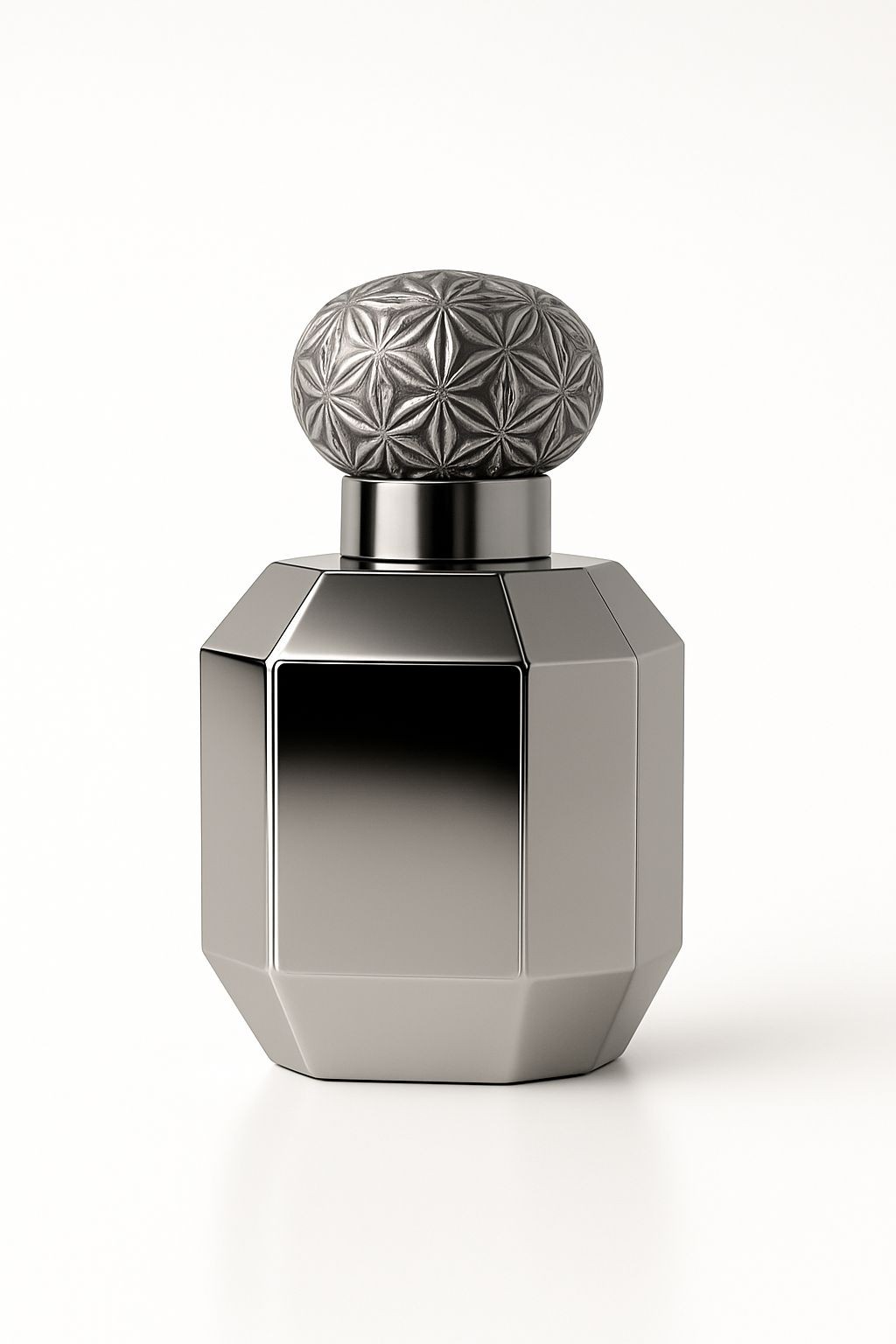 Gümüş Lüx Parfüm Şişesi - Gümüş Kabartalı Kapaklı Özel Tasarım 100ml