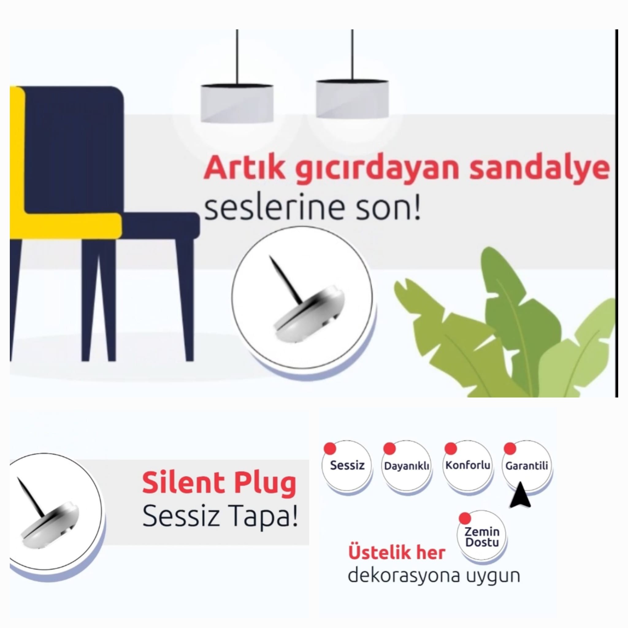 Gıcırdamayan Sandalye Sessiz Tapa-Silent Plug