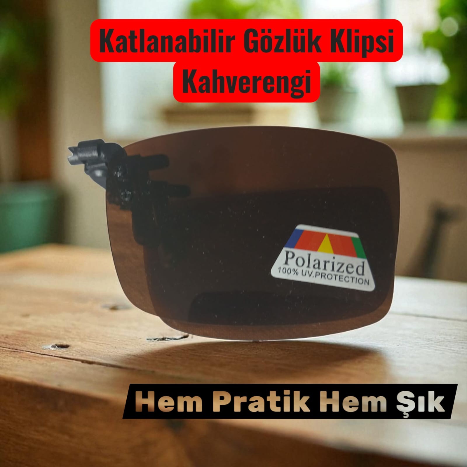 Katlanabilir Mandallı Gözlük Klipsi - Kahve