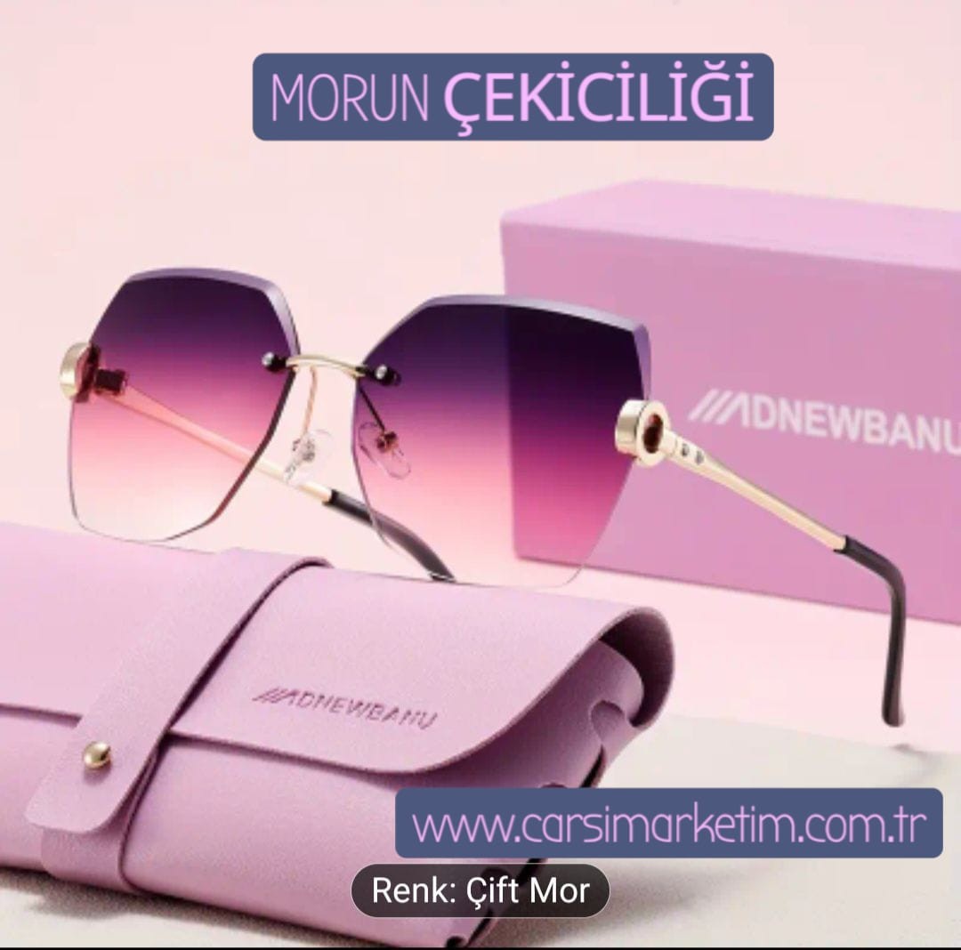 Güneş Gözlüğü ADNEWBANU EYEWEAR Çerçevesiz Çift Mor Renk