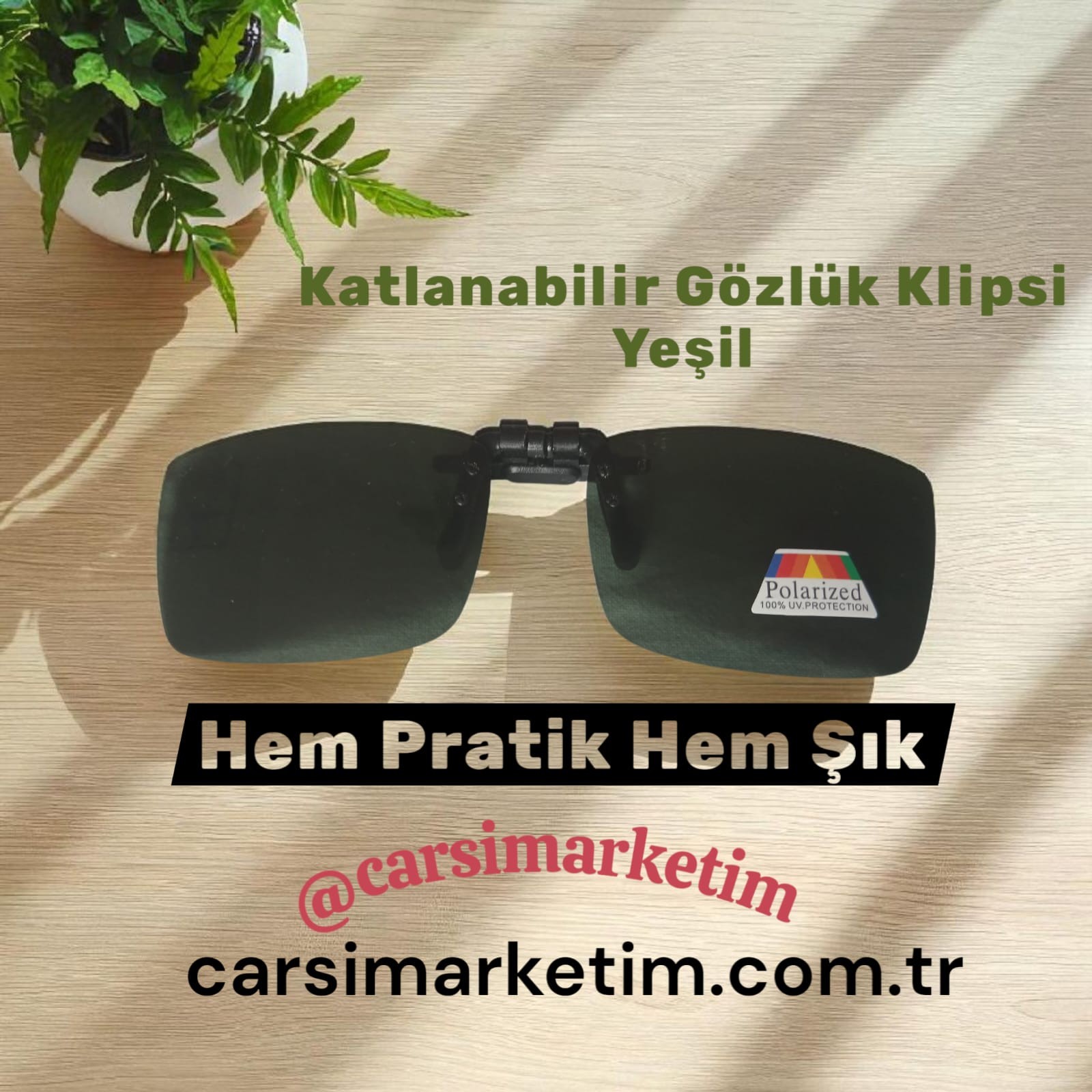 Katlanabilir Mandallı Gözlük Klipsi - Yeşil