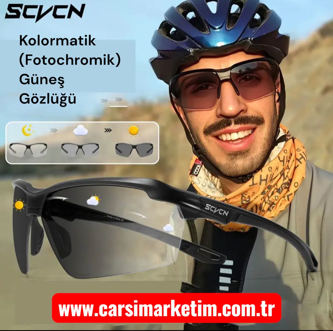 SCVCN Kapvoe Klormatik(Fotochromik) Spor Moda Gözlük Siyah Çerçeve