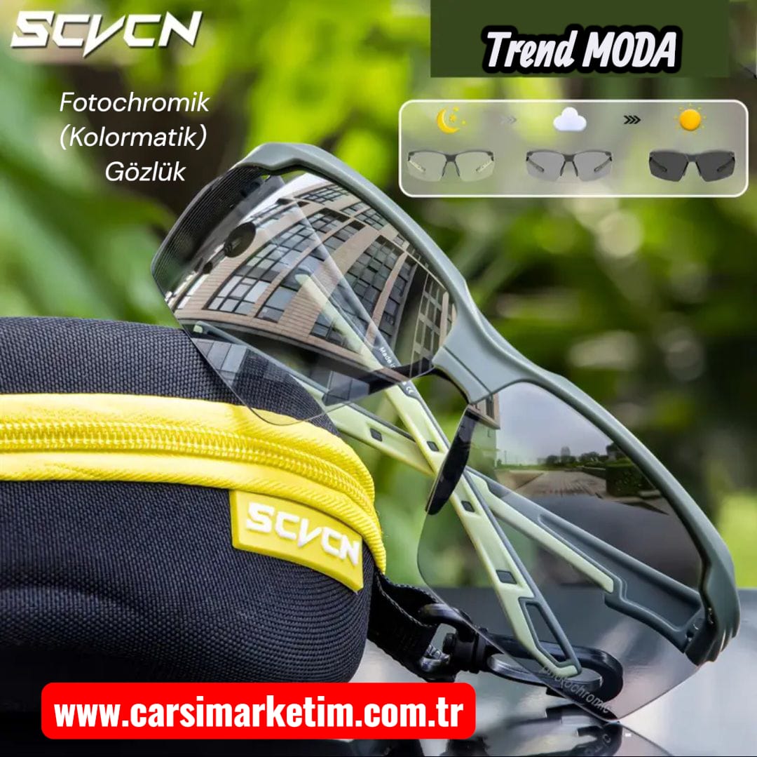 SCVCN Kapvoe Klormatik(Fotochromik) Spor Moda Gözlük Siyah Çerçeve