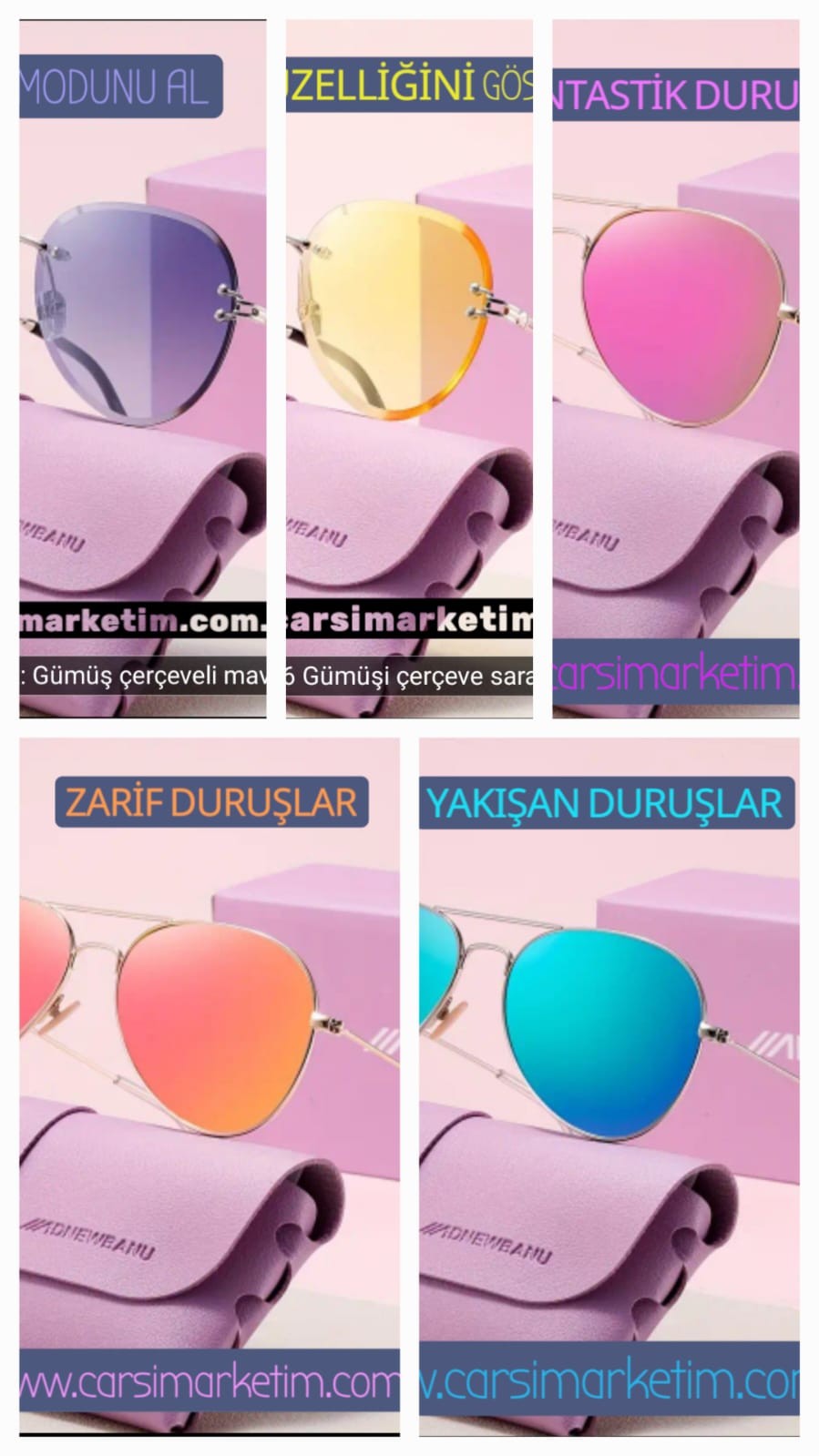 Güneş Gözlüğü ADNEWBANU EYEWEAR Çerçevesiz Mavi Renk
