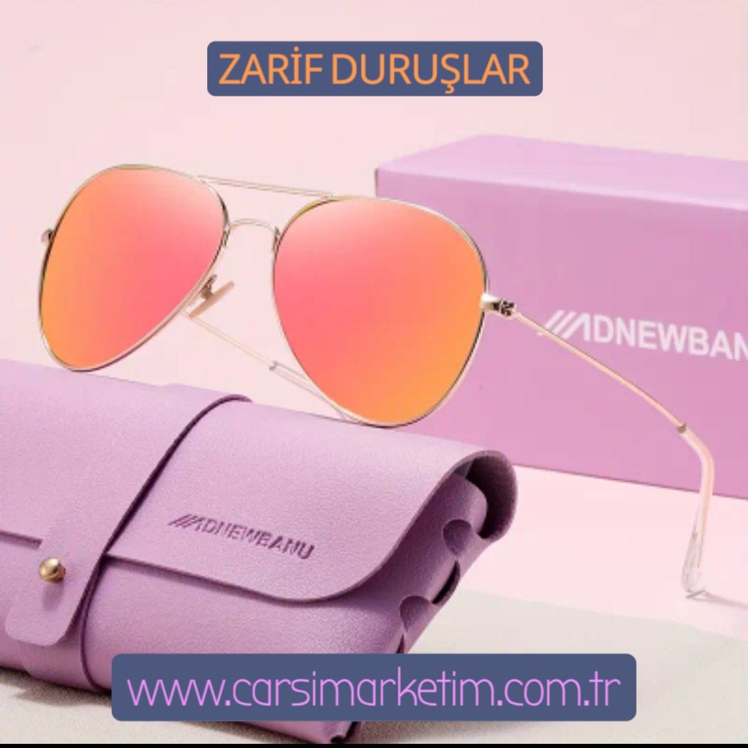 Güneş Gözlüğü ADNEWBANU EYEWEAR Altın Renk Çerçeve Toz Civa Renk PC Lensli