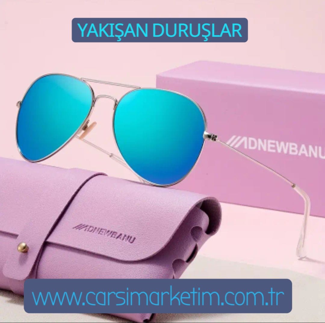 Güneş Gözlüğü ADNEWBANU EYEWEAR Gümüş Renk Çerçeve Buz Mavi Renk PC Lensli