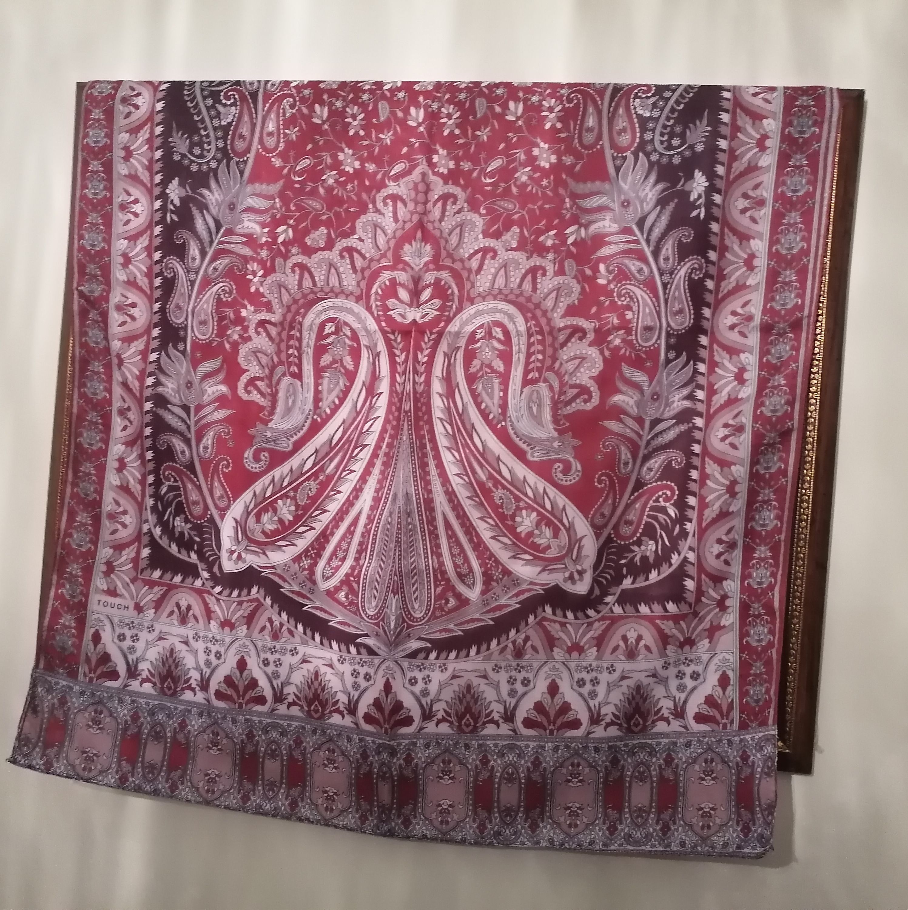 Şal Sarı Açık Kahve-Bordo Çini Desen Tch çM