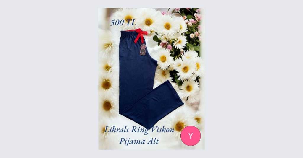 Likralı Ring Viskon Pijama Alt Düz Lacivert 6013