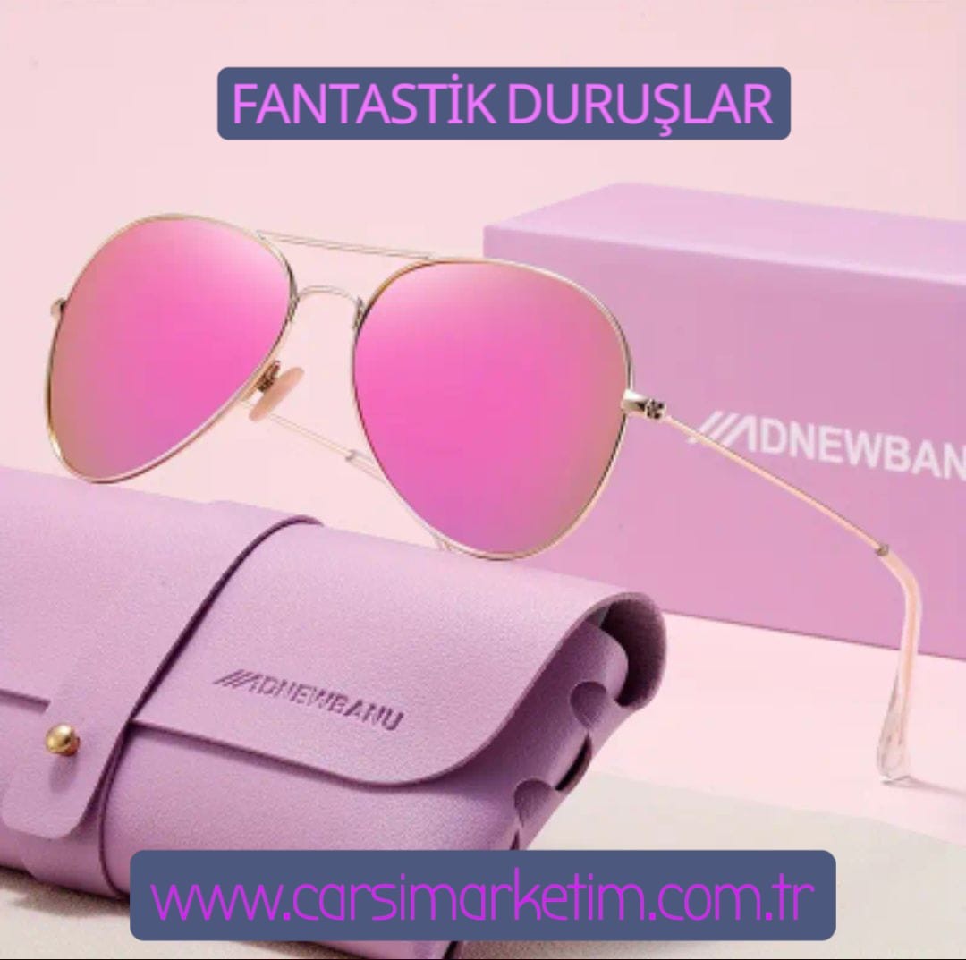 Güneş Gözlüğü ADNEWBANU EYEWEAR Altın Renk Çerçeve Pembe Renk PC Lensli