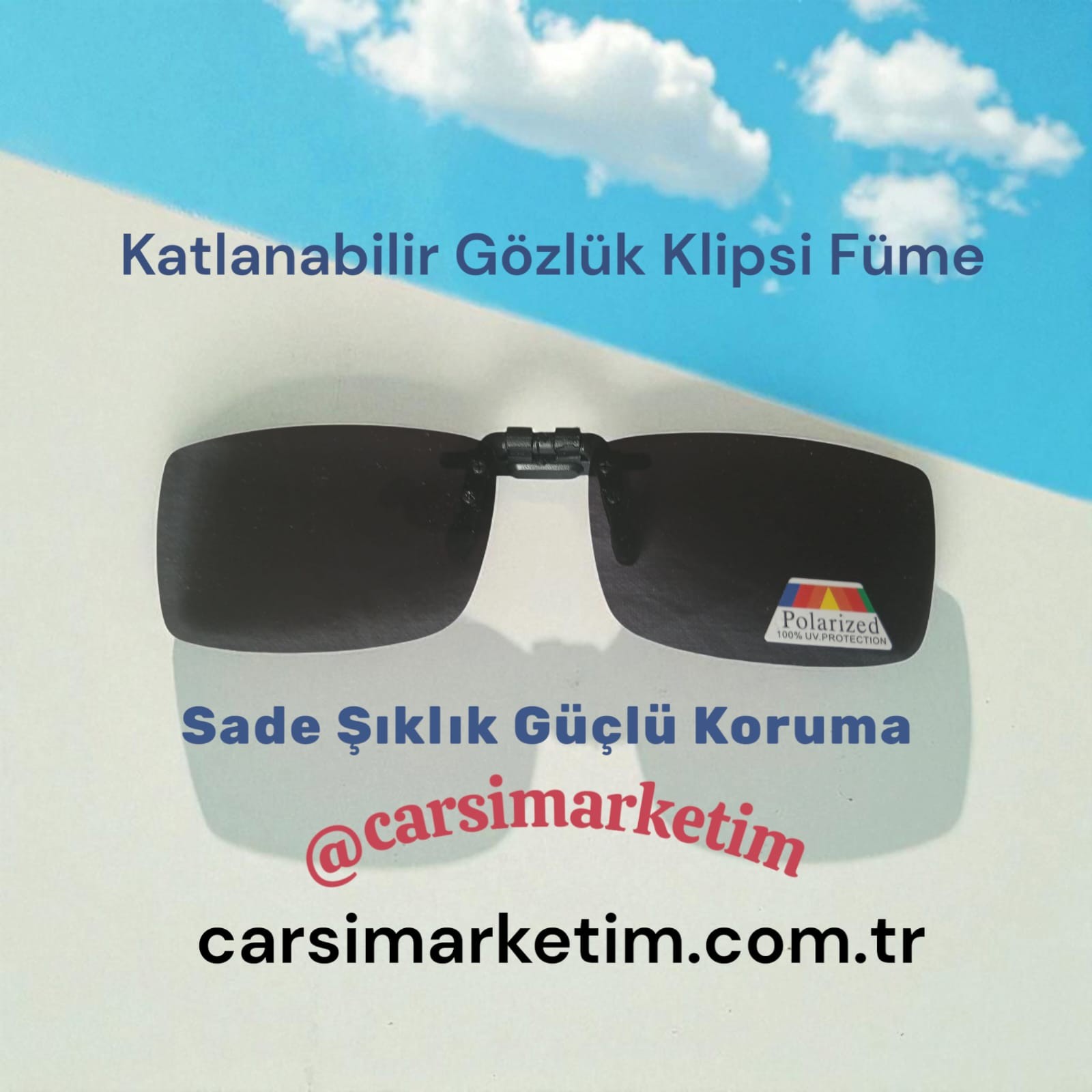 Katlanabilir Mandallı Gözlük Klipsi - Füme