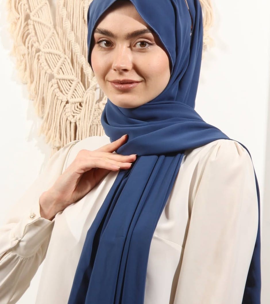 Şal Medine İpeği Koyu Mavi AKH çM