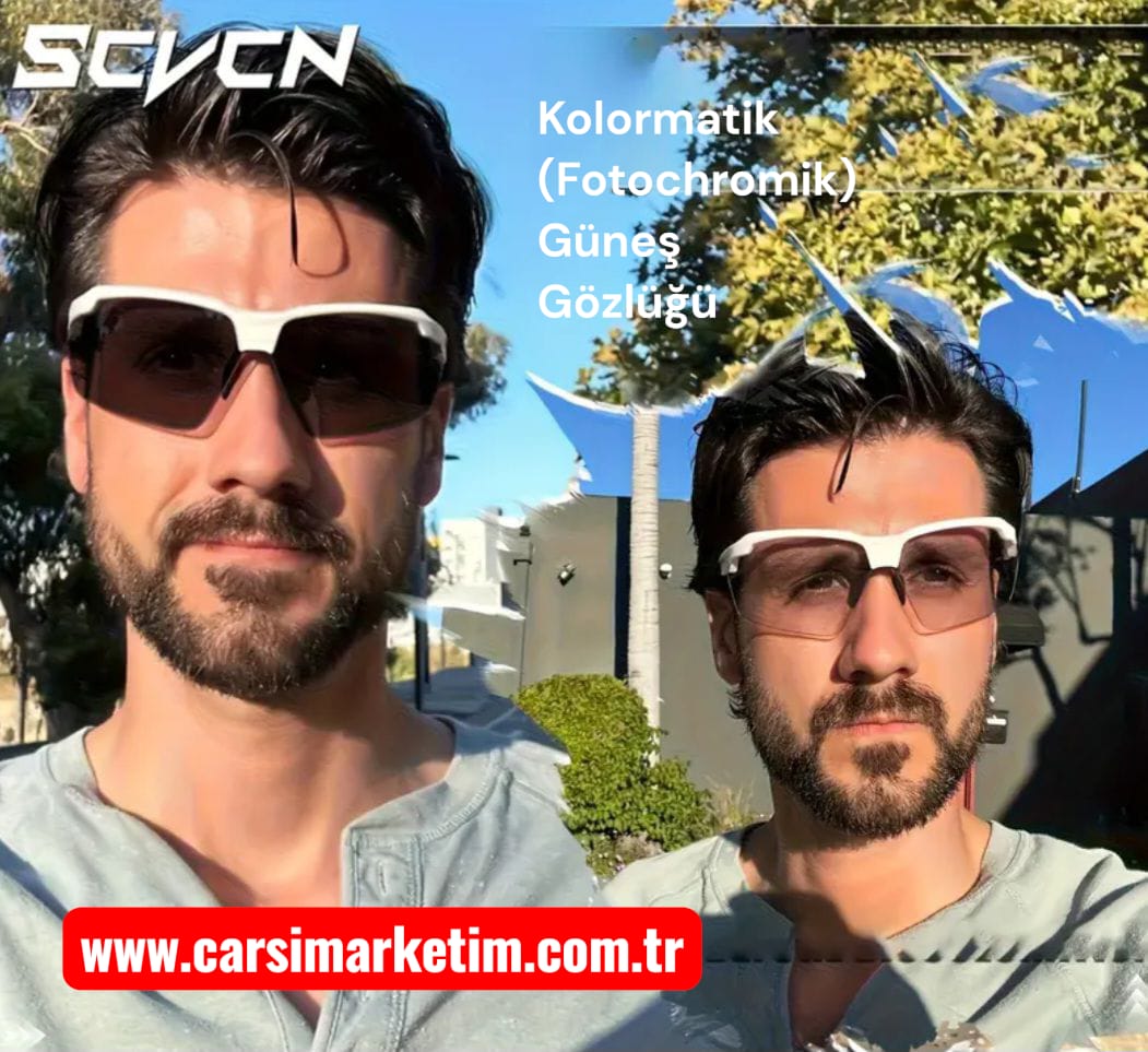 SCVCN Kapvoe Klormatik(Fotochromik) Spor Moda Gözlük Siyah Çerçeve