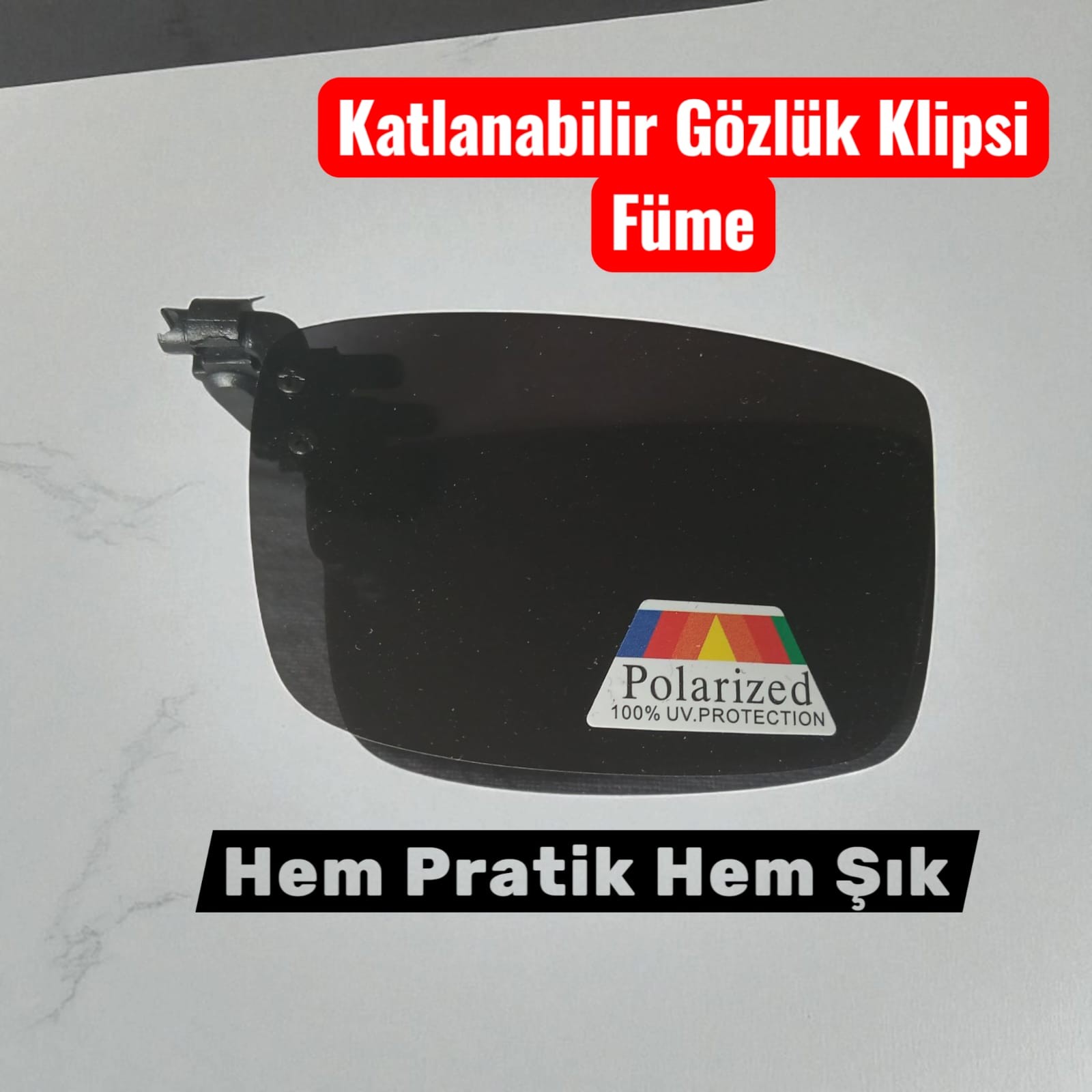 Katlanabilir Mandallı Gözlük Klipsi - Füme