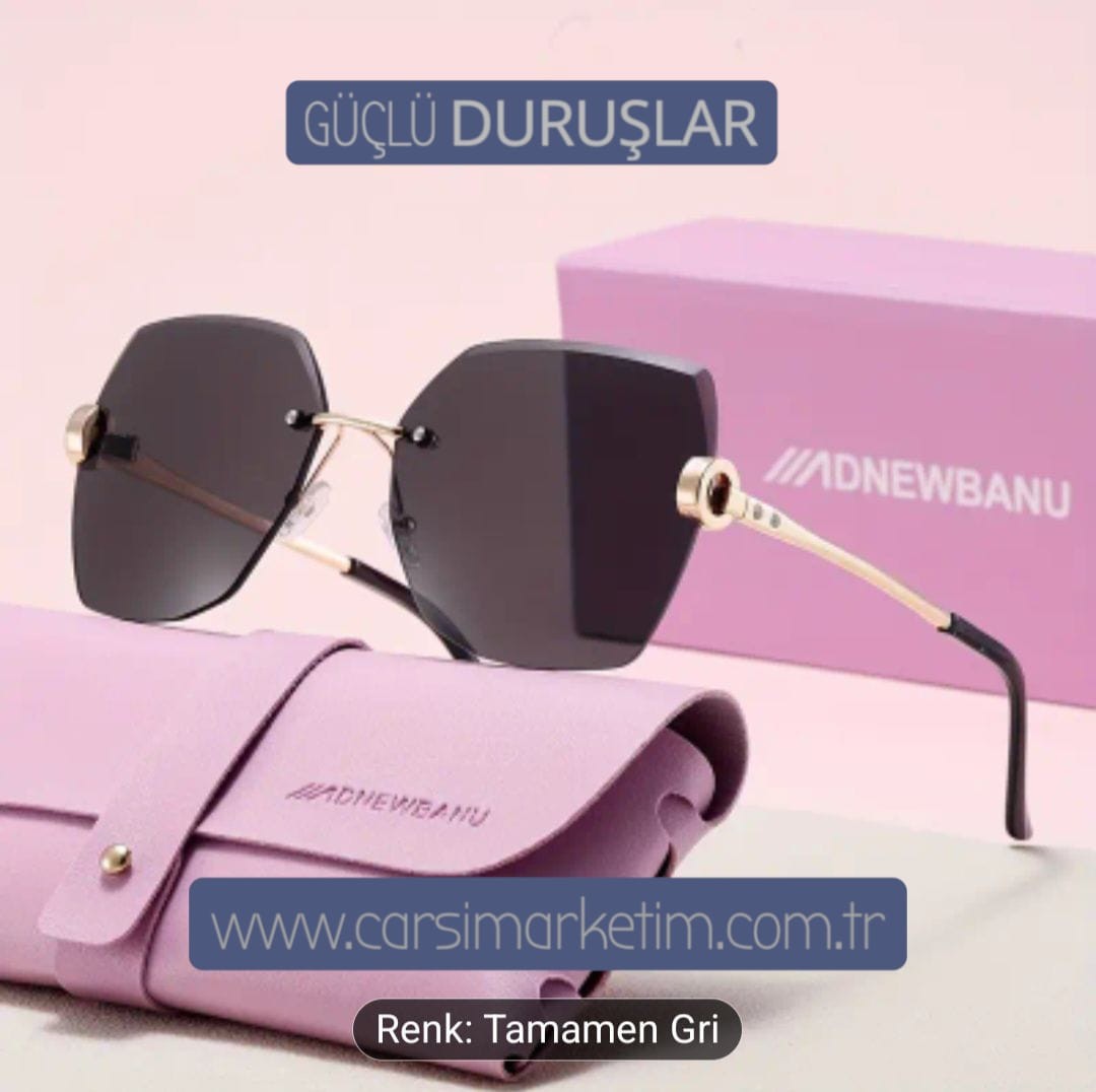 Güneş Gözlüğü ADNEWBANU EYEWEAR Çerçevesiz Koyu Gri Renk